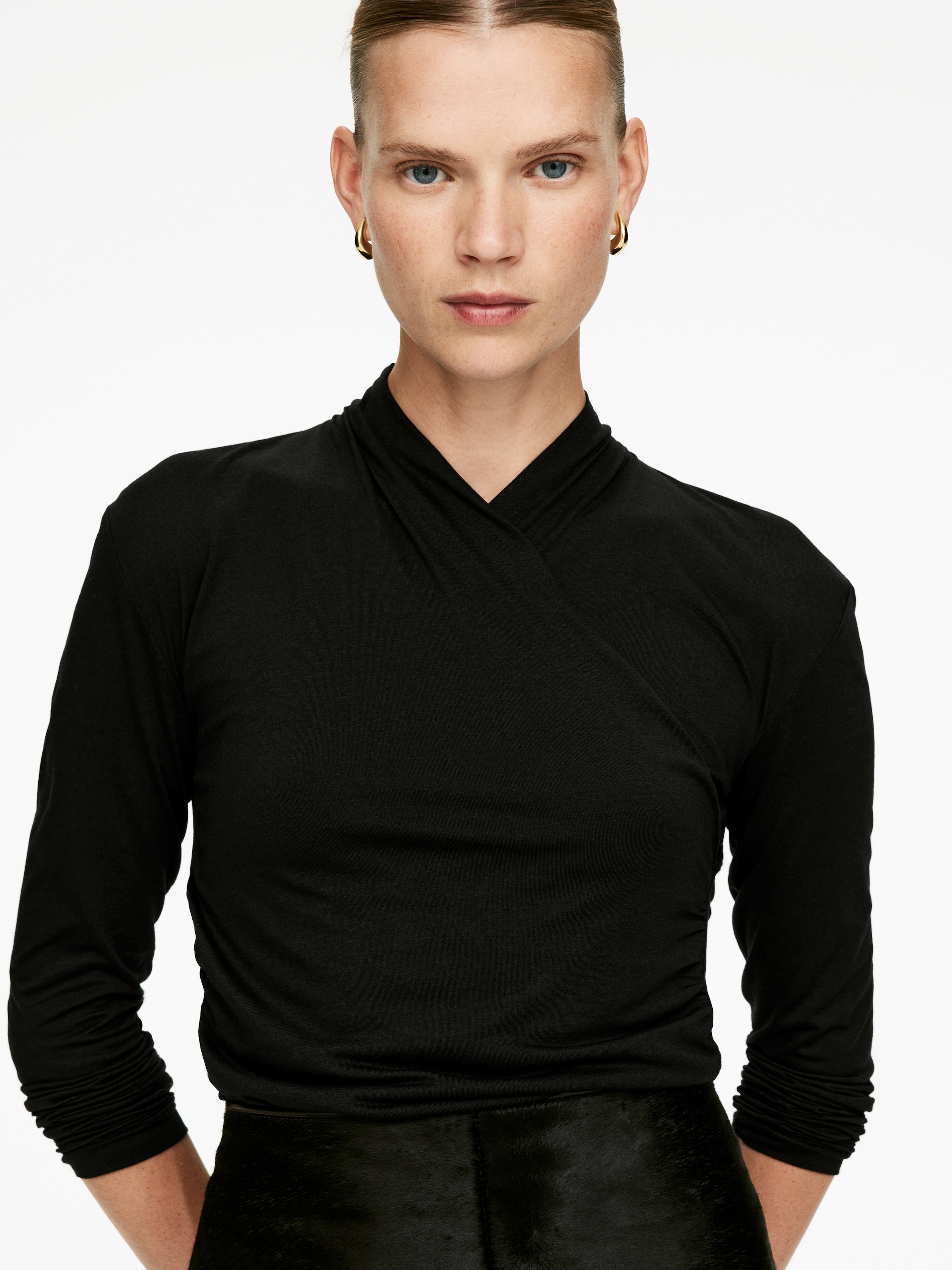 Grotere afbeelding bekijken: Wikkeltop van lyocell-katoen - Zwart - DAMES | H&M BE 4