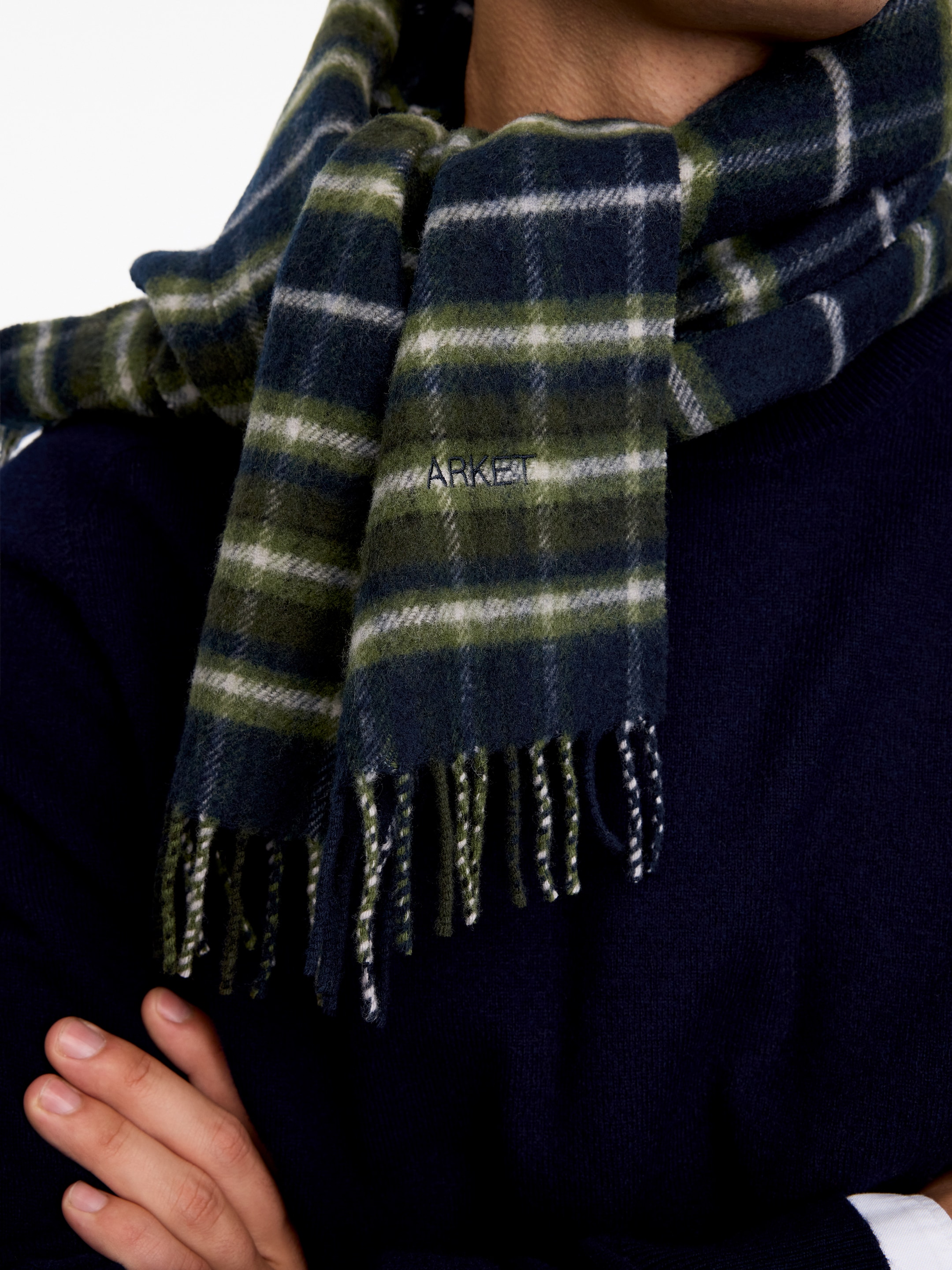 Checked Wool Scarf - Blue - men - StillMedia/Lookbook - 5