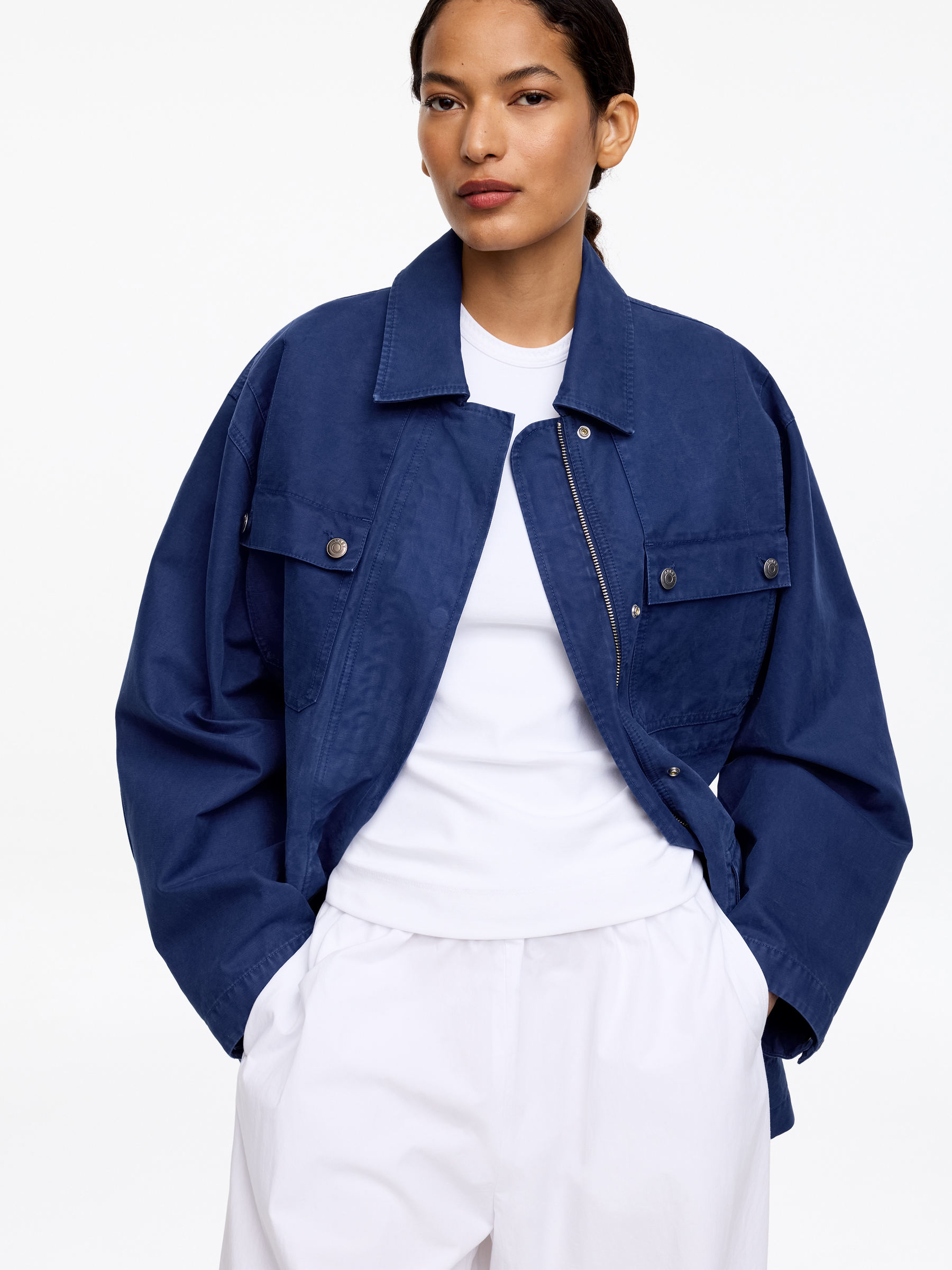 Workwear Jacket - Dark Blue - Oversized - Women - StillMedia/Lookbook - 5