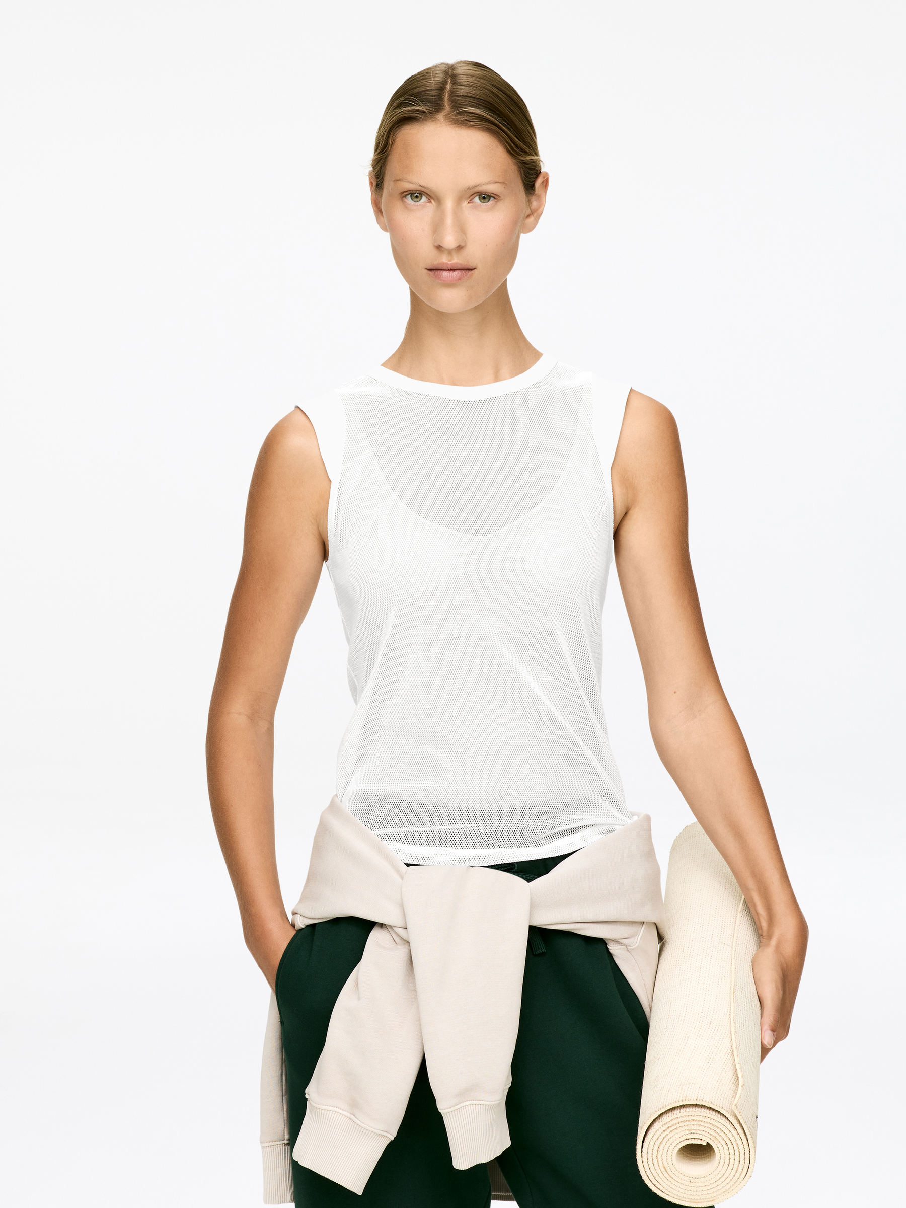 Mesh Tank Top-#FFFFFF-17435