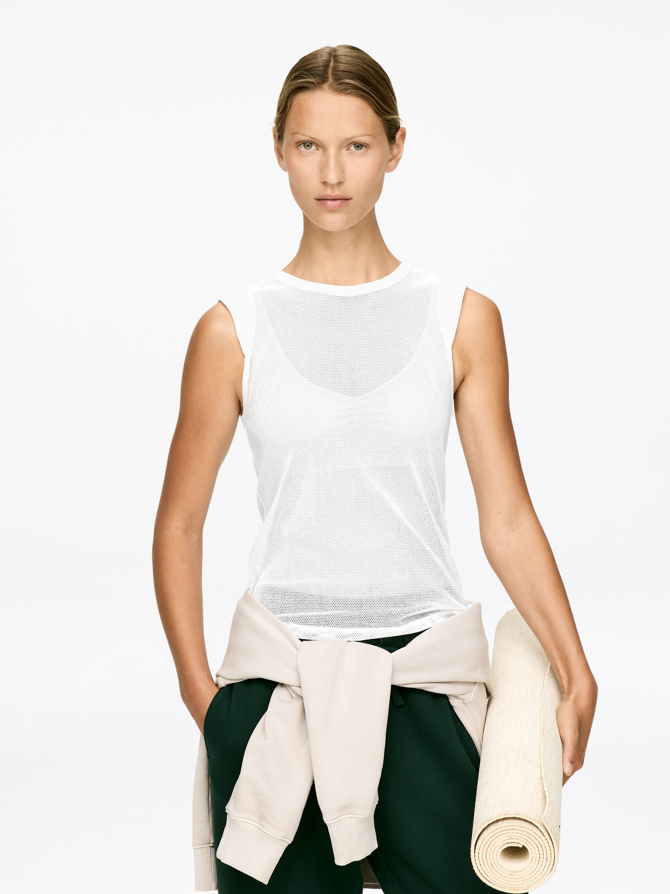 Mesh Tank Top-#FFFFFF-17435