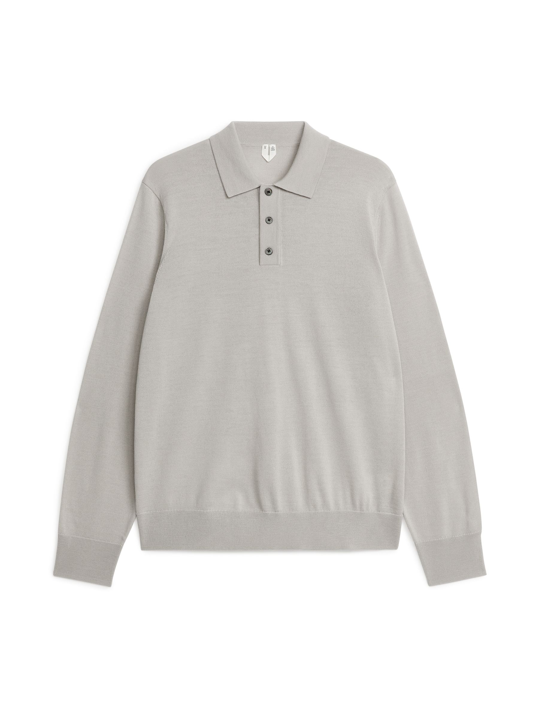 Sweter polo z wełny merynosów-#c4c0b8-9670