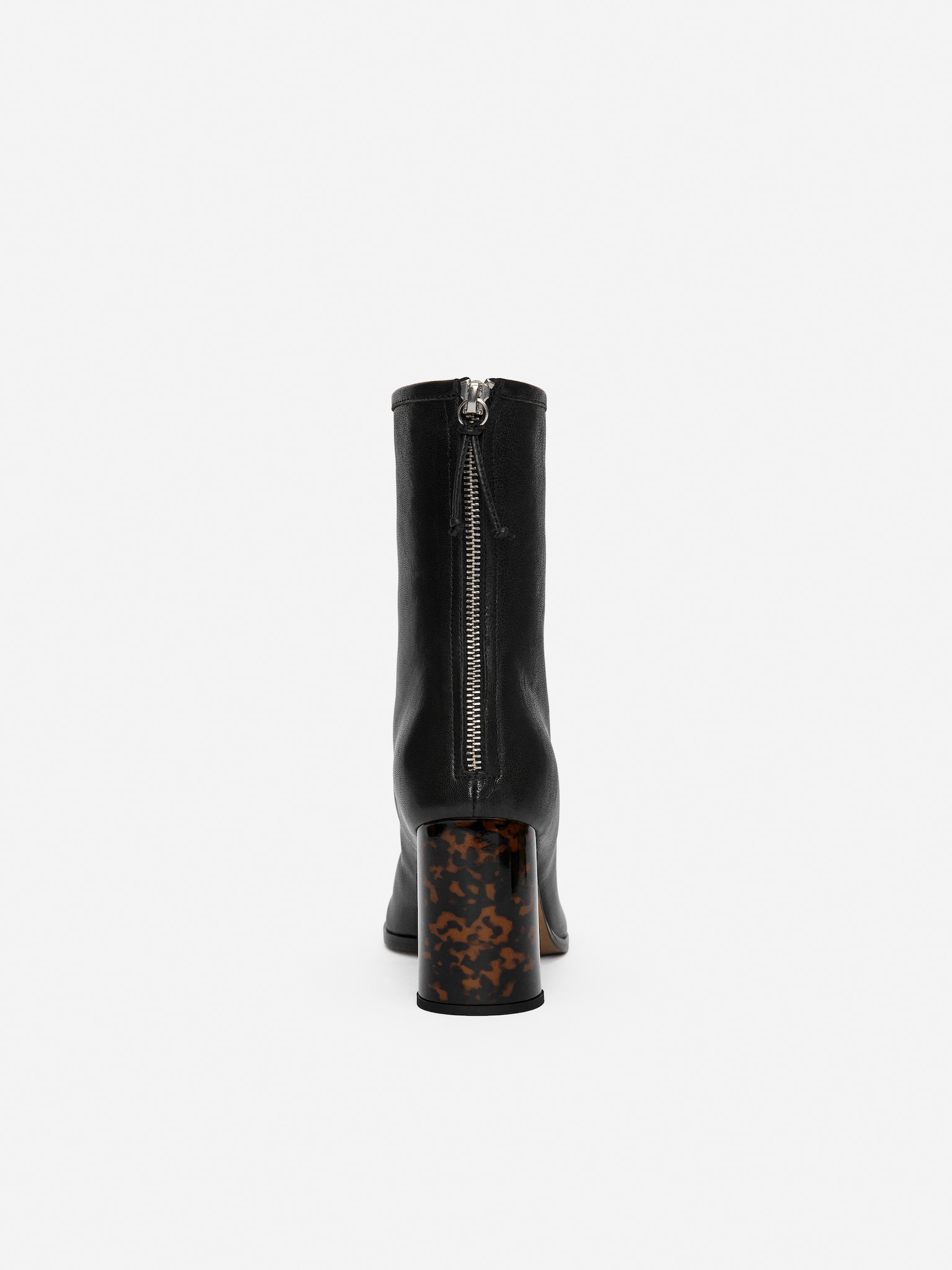 Tortoise-Heel Sock Boots - Black - 7