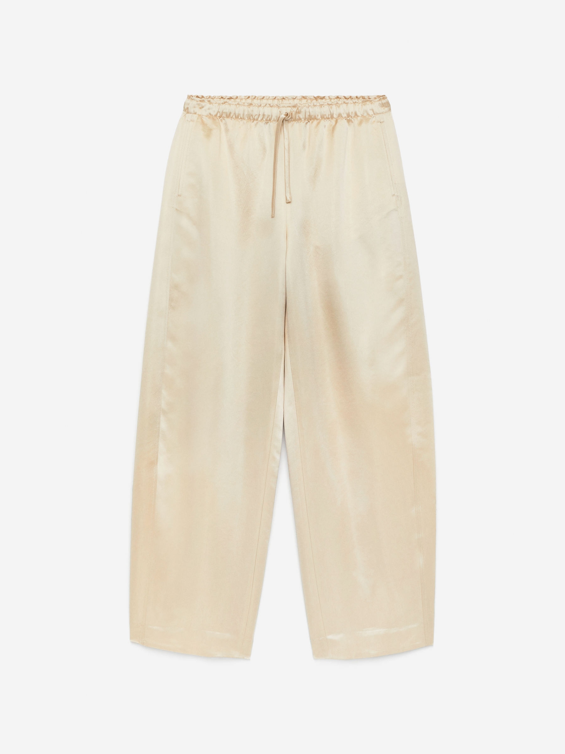 Drawstring Satin Trousers-#D1CAB7-16343