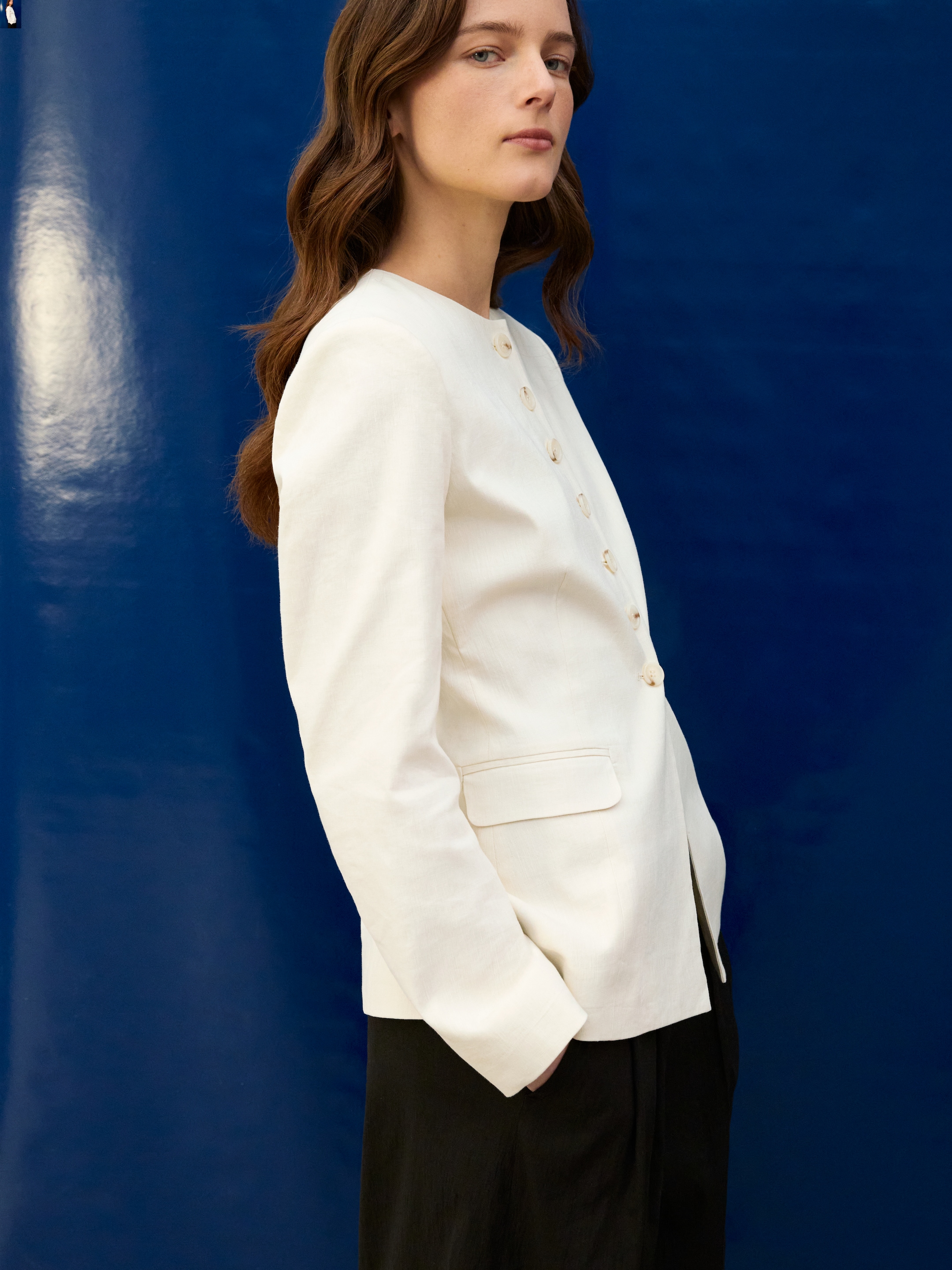 Linen-Blend Blazer - Off White - Slim fit - Women - StillMedia/Environmental - 1