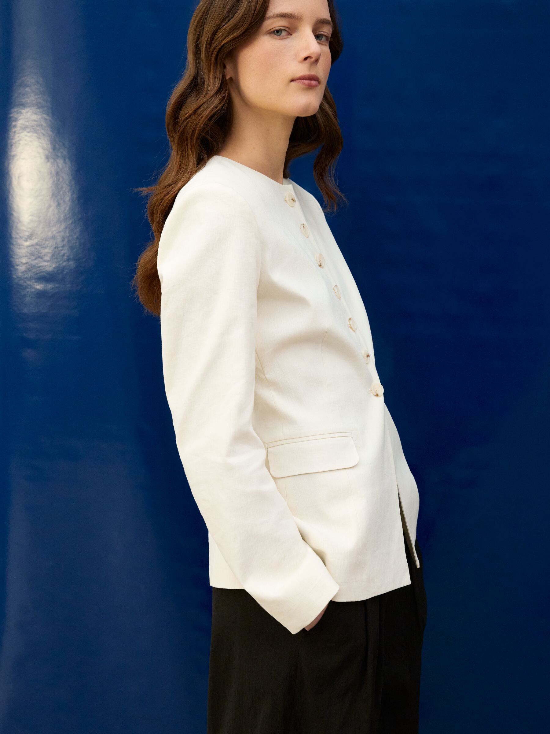 Blazer aus Leinenmischung - Cremeweiß - Slim Fit - Women - StillMedia/Environmental - 1