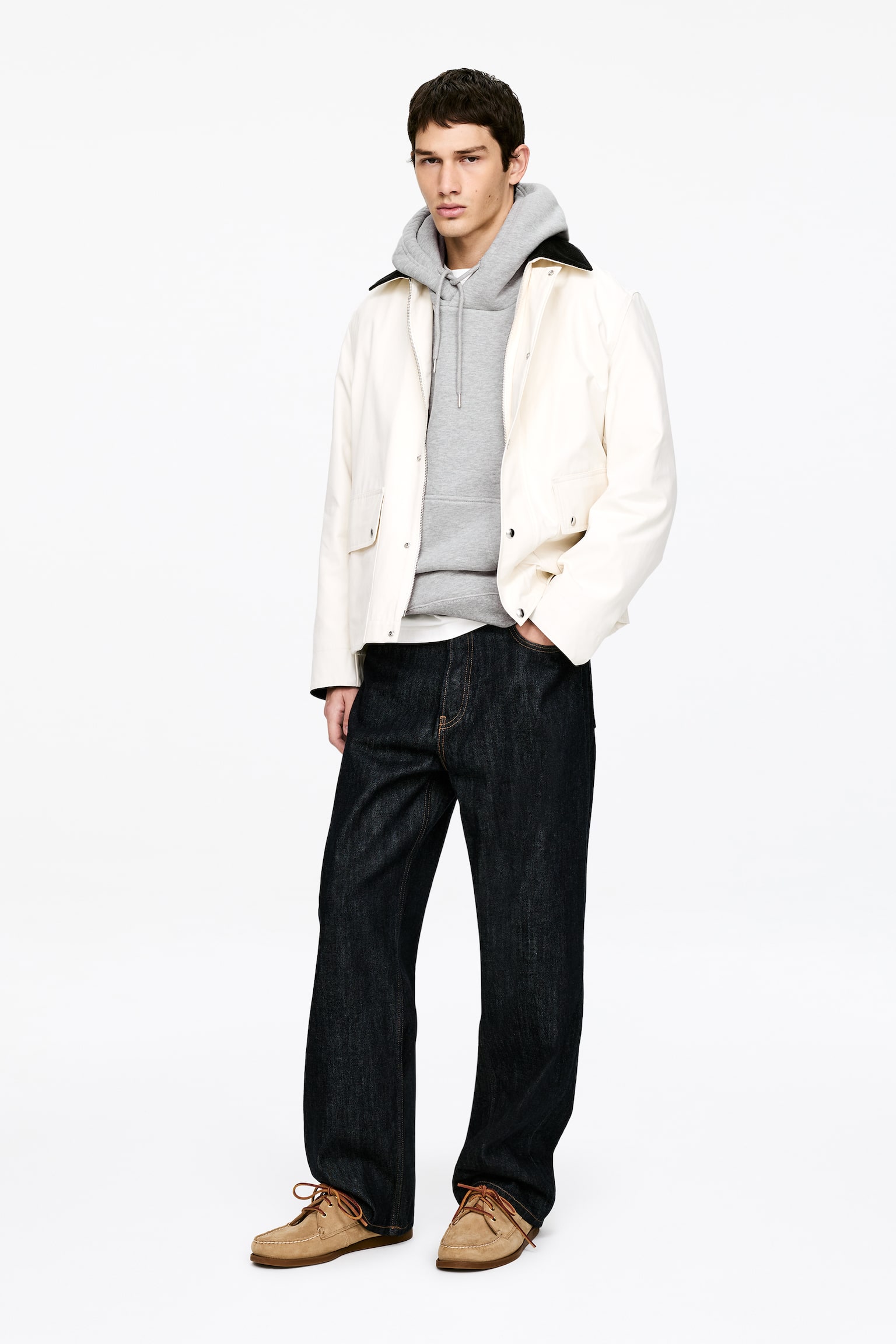 Sweat à capuche - Gris chiné/Bleu foncé/Rouge - 4