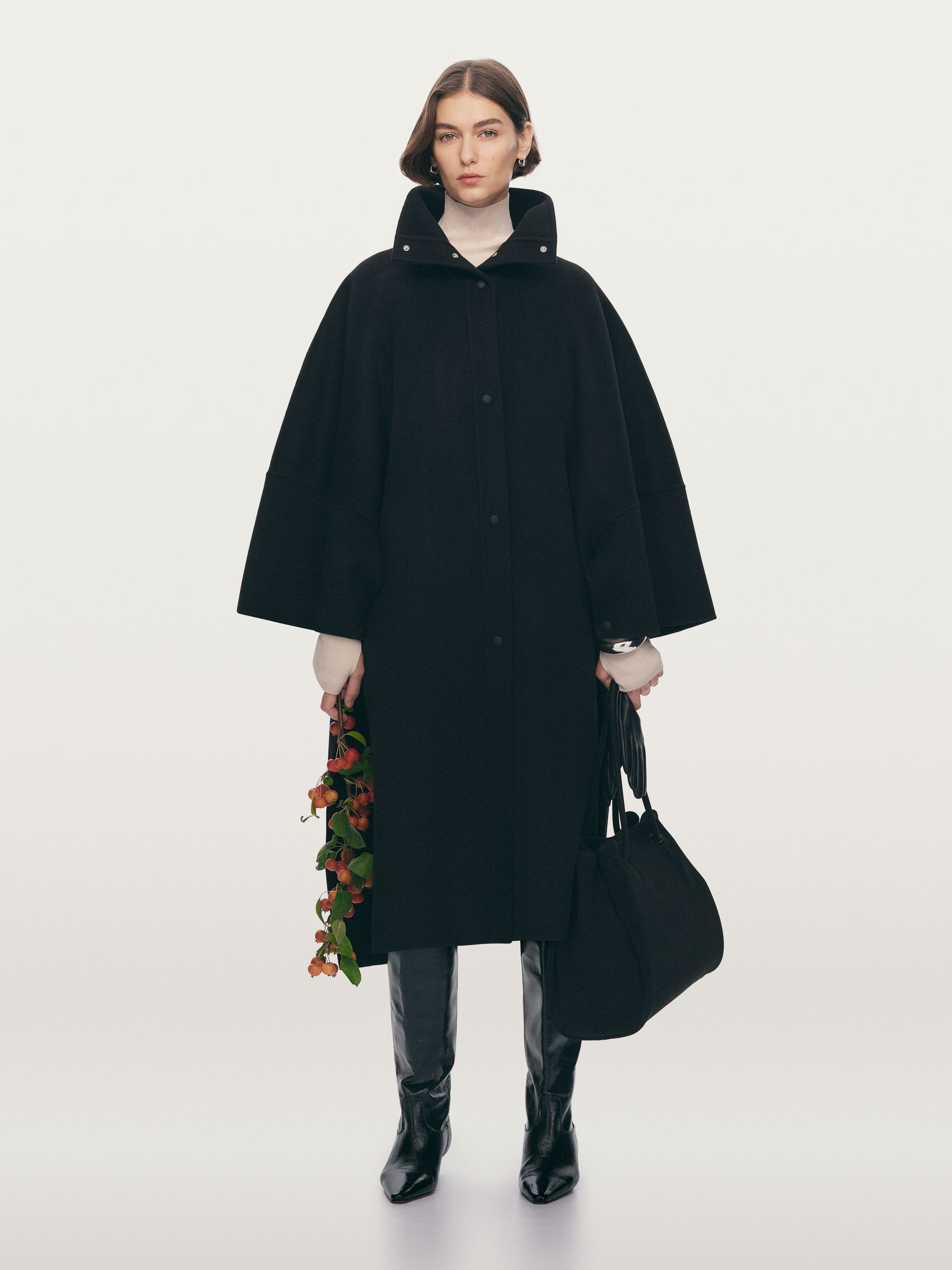 Doublé Wool-Blend Cape - Black - Oversized - Women - StillMedia/Environmental - 1