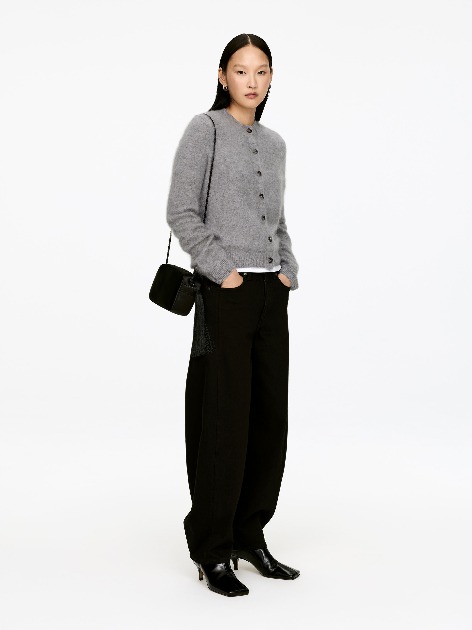 Strickjacke aus reinem, gebürstetem Kaschmir - Grau - Regular Fit - Damen - StillMedia/Lookbook - 6