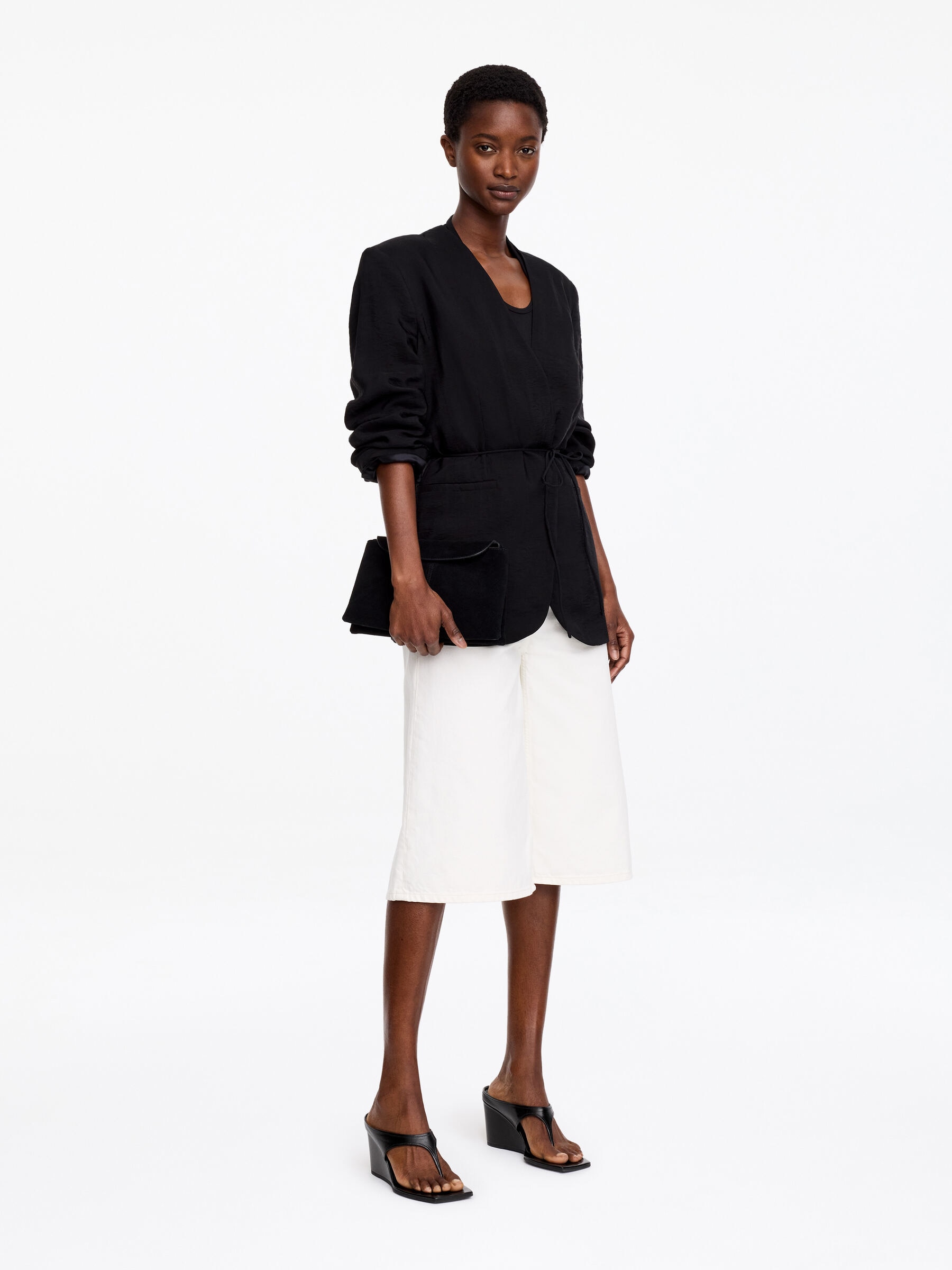 Sandales tong compensées en cuir - Noir - Femme - StillMedia/Lookbook - 7
