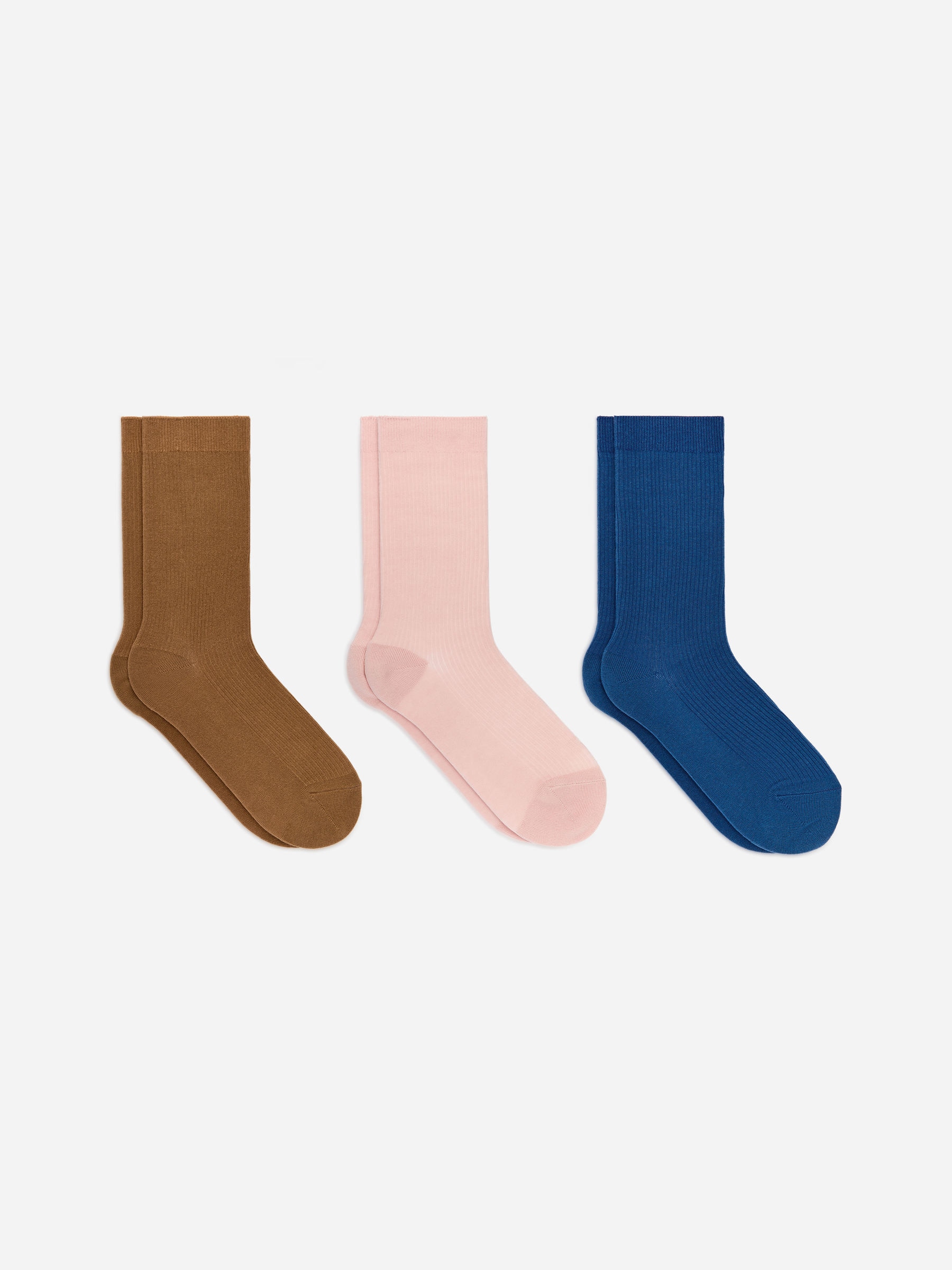 Cotton Rib Socks Set of 3-#4D6D9B-18400