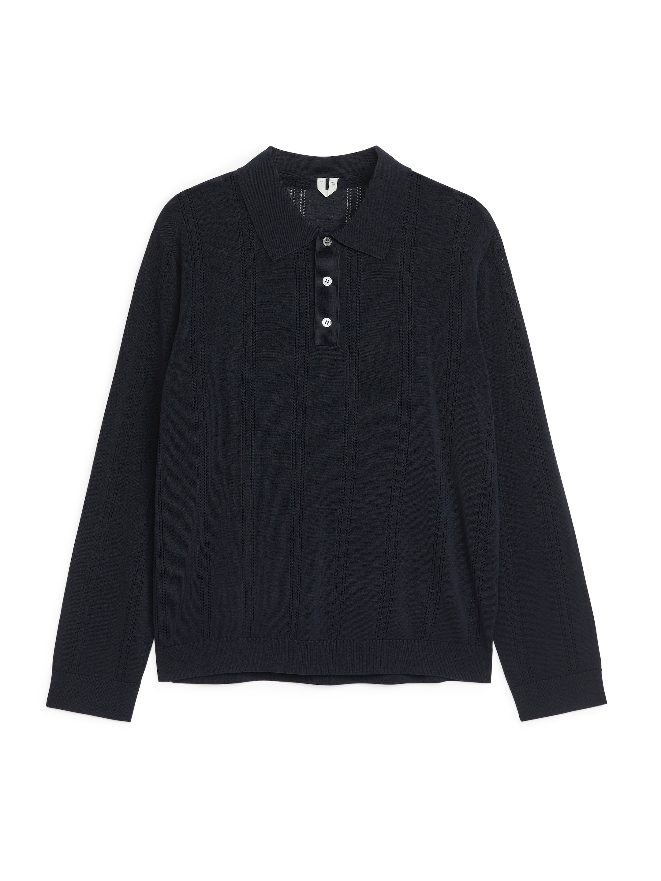 Pointellestickad pikétröja - Mörkblå - Regular fit - Men - StillMedia/DescriptiveStillLife - 2