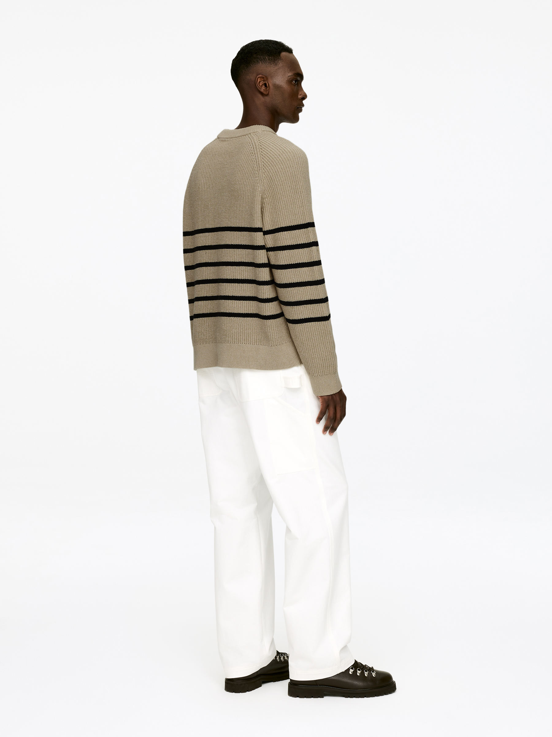 Pull à col rond en coton - Beige/Bleu foncé - Regular fit - Homme - StillMedia/Lookbook - 6