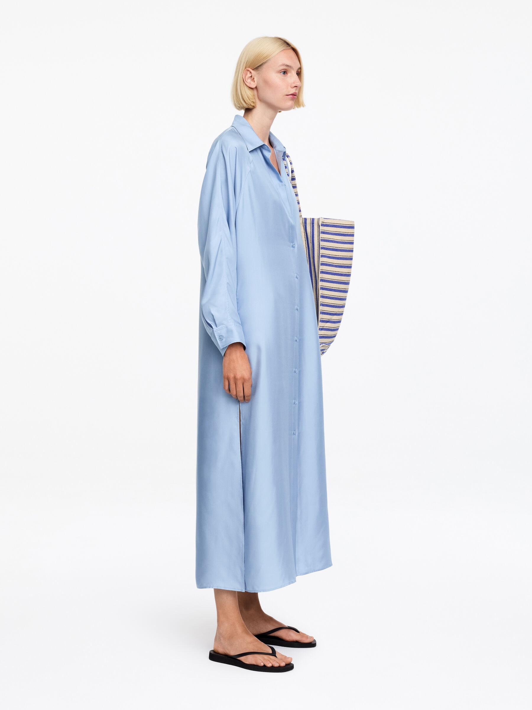 Silk Twill Shirt Dress - Blue - Regular fit - Women - StillMedia/Lookbook - 5