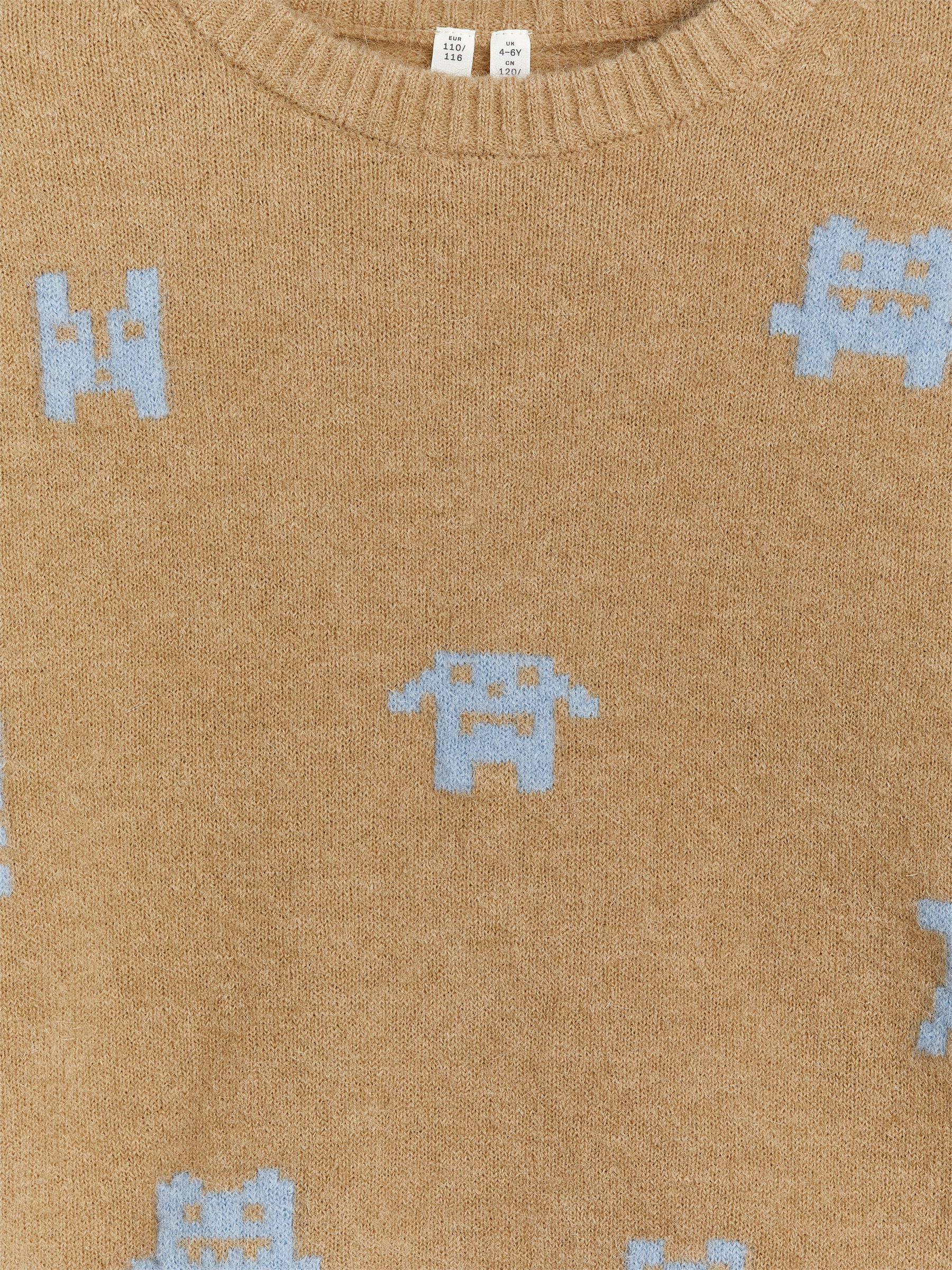 Wool-Alpaca Blend Jumper - Beige/Blue Monsters - Relaxed fit - Children - StillMedia/DescriptiveDetail - 1