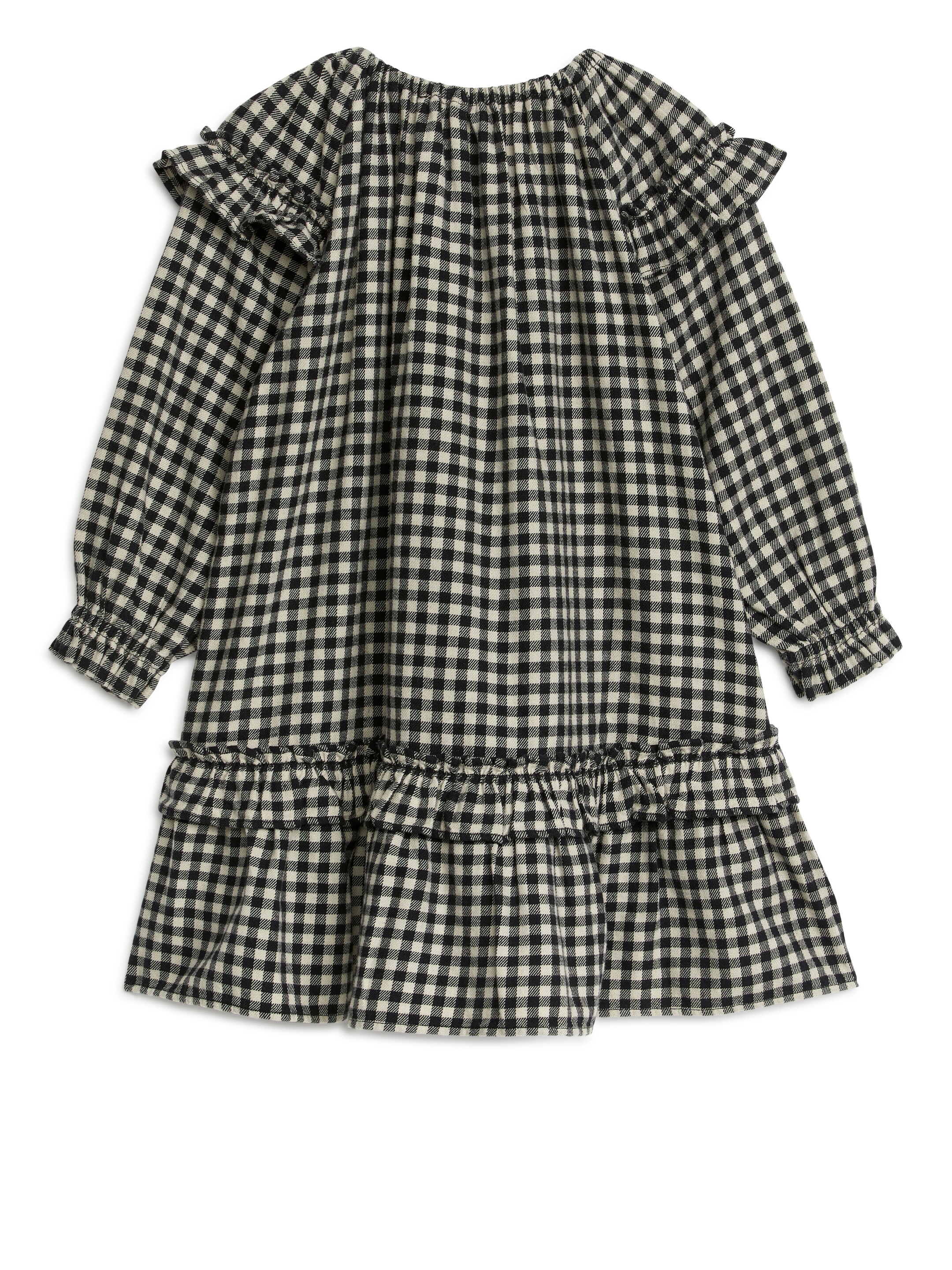 Ginghamrutig klänning i flanell - Off-white/svart - Children - StillMedia/DescriptiveStillLife - 2