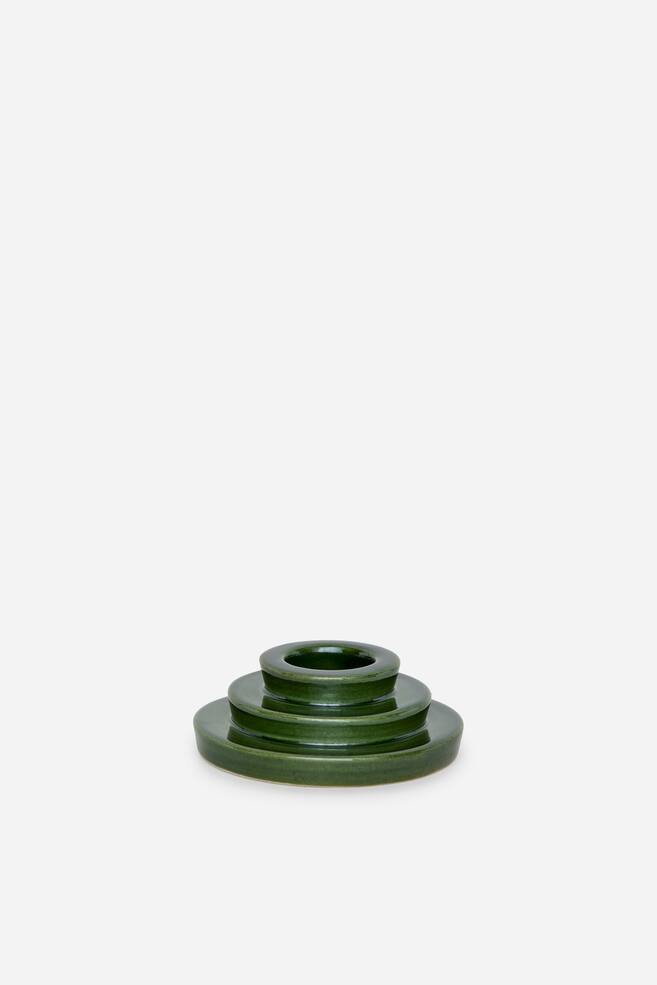 Earthenware Candle Holder - Grön - 1