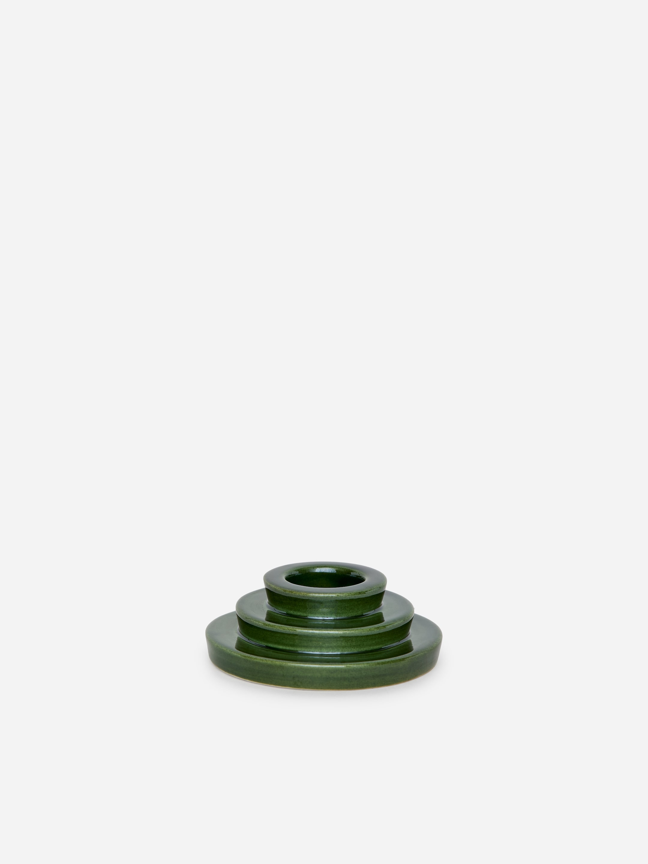 Earthenware Candle Holder-Green-17562