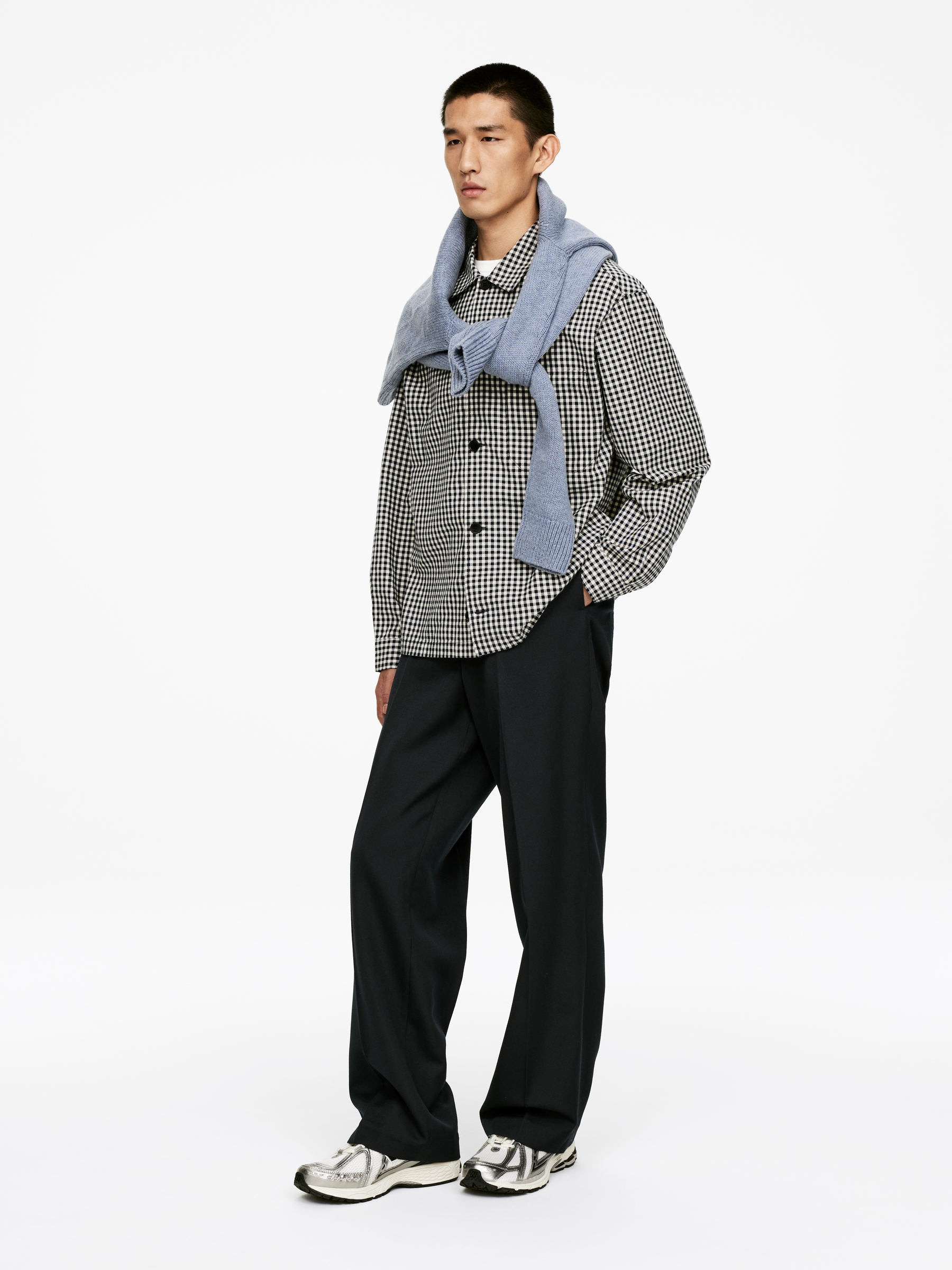 Overshirt i bomull - Mörkblå/vit - Relaxed fit - Men - StillMedia/Lookbook - 6