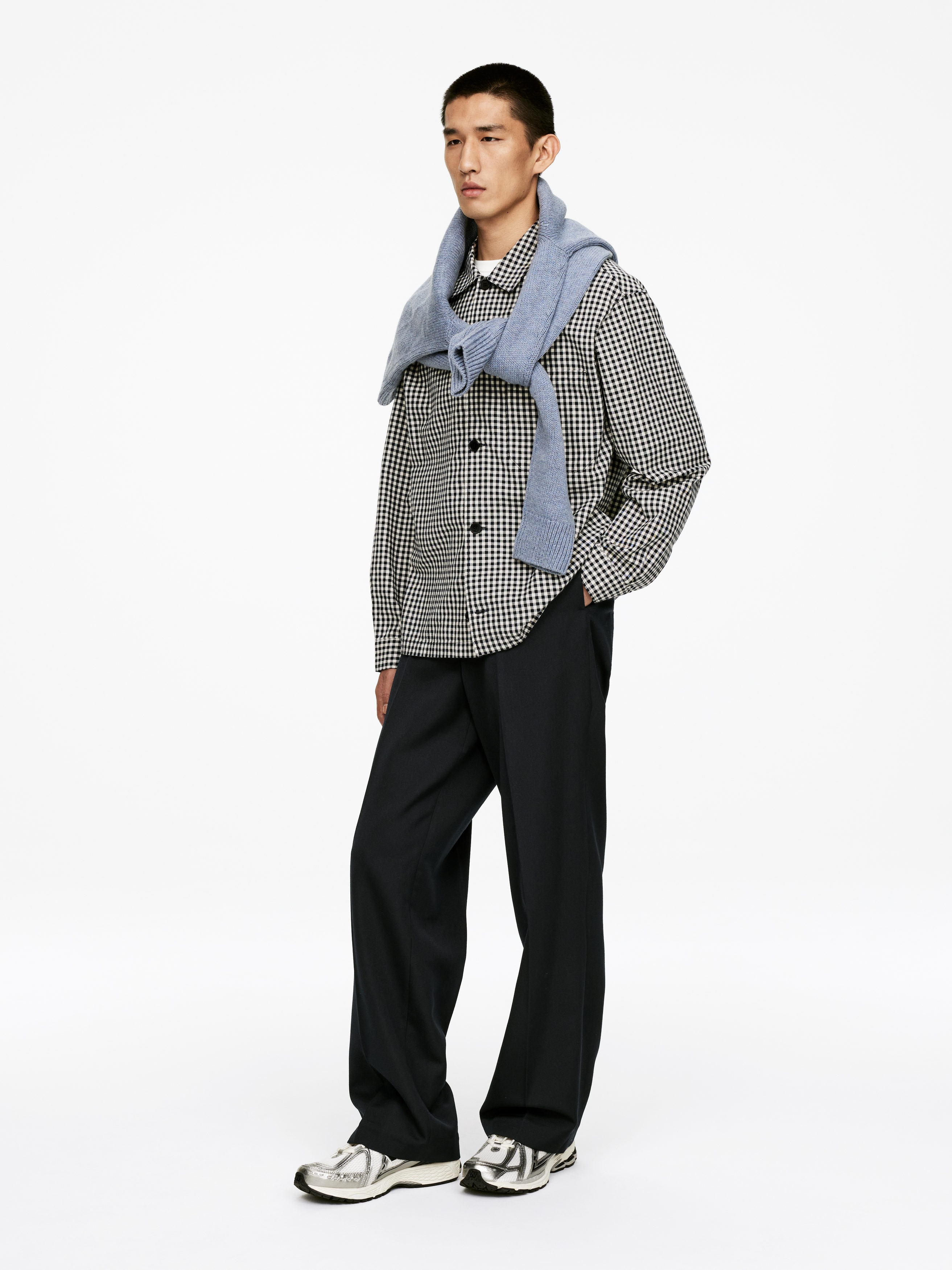 Cotton Overshirt - Dark Blue/White - Relaxed fit - Men - StillMedia/Lookbook - 6