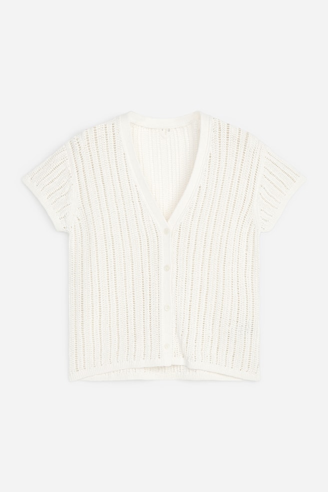 Cardigan all'uncinetto - Bianco/Nero - 1