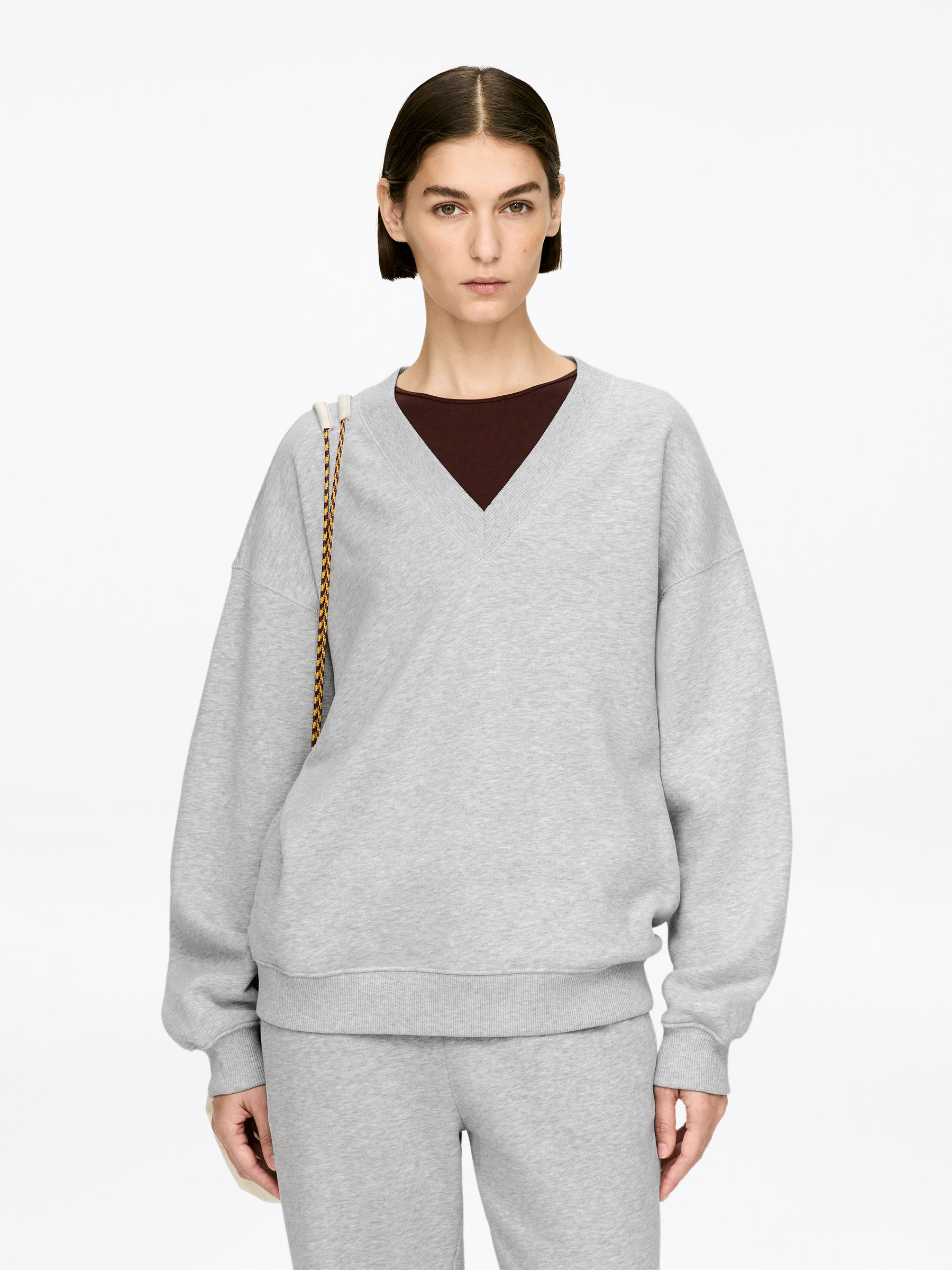 V-Neck Sweatshirt-#C0C3C6-16909