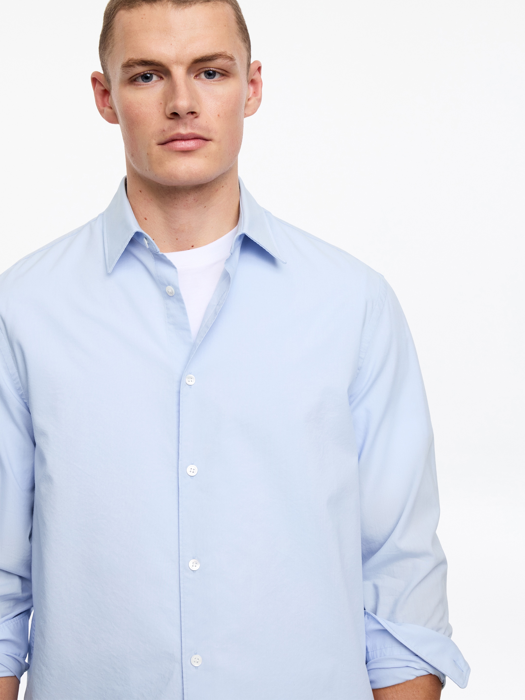 Regular Cotton Lyocell Shirt - Light Blue - Regular fit - Men - StillMedia/Lookbook - 5