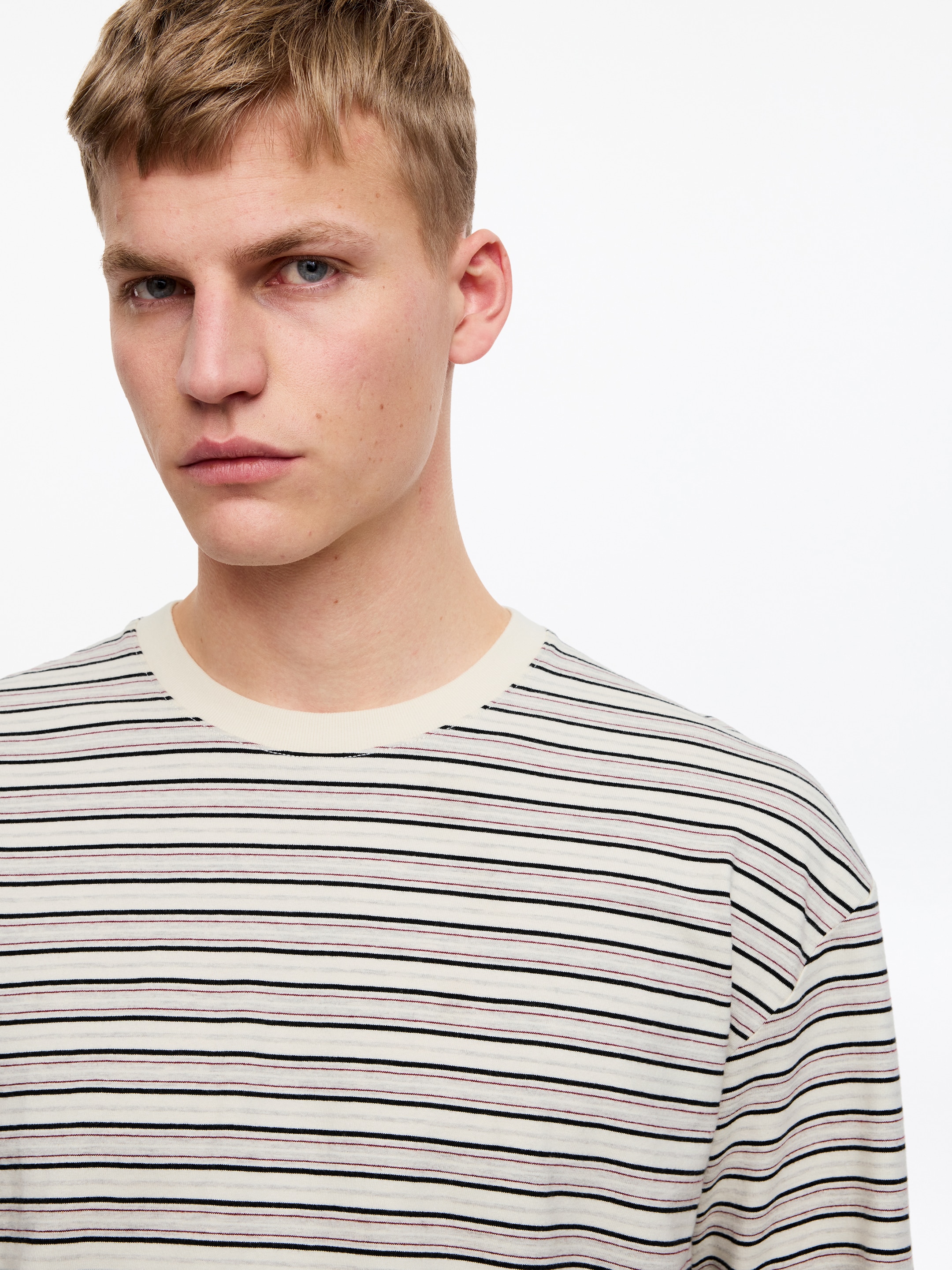 T-shirt décontracté à manches longues - Blanc cassé/Noir/Prune - Relaxed fit - Homme - StillMedia/Lookbook - 3