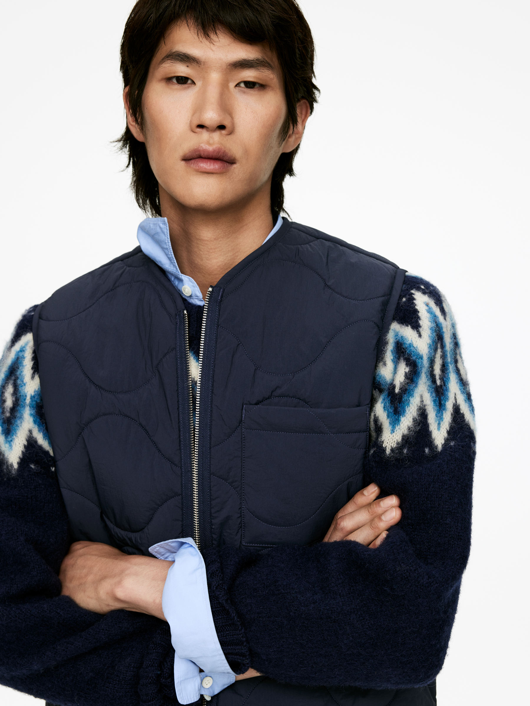 2-in-1 Quilted Liner Vest - Dark Blue - Regular fit - Men - StillMedia/Lookbook - 34