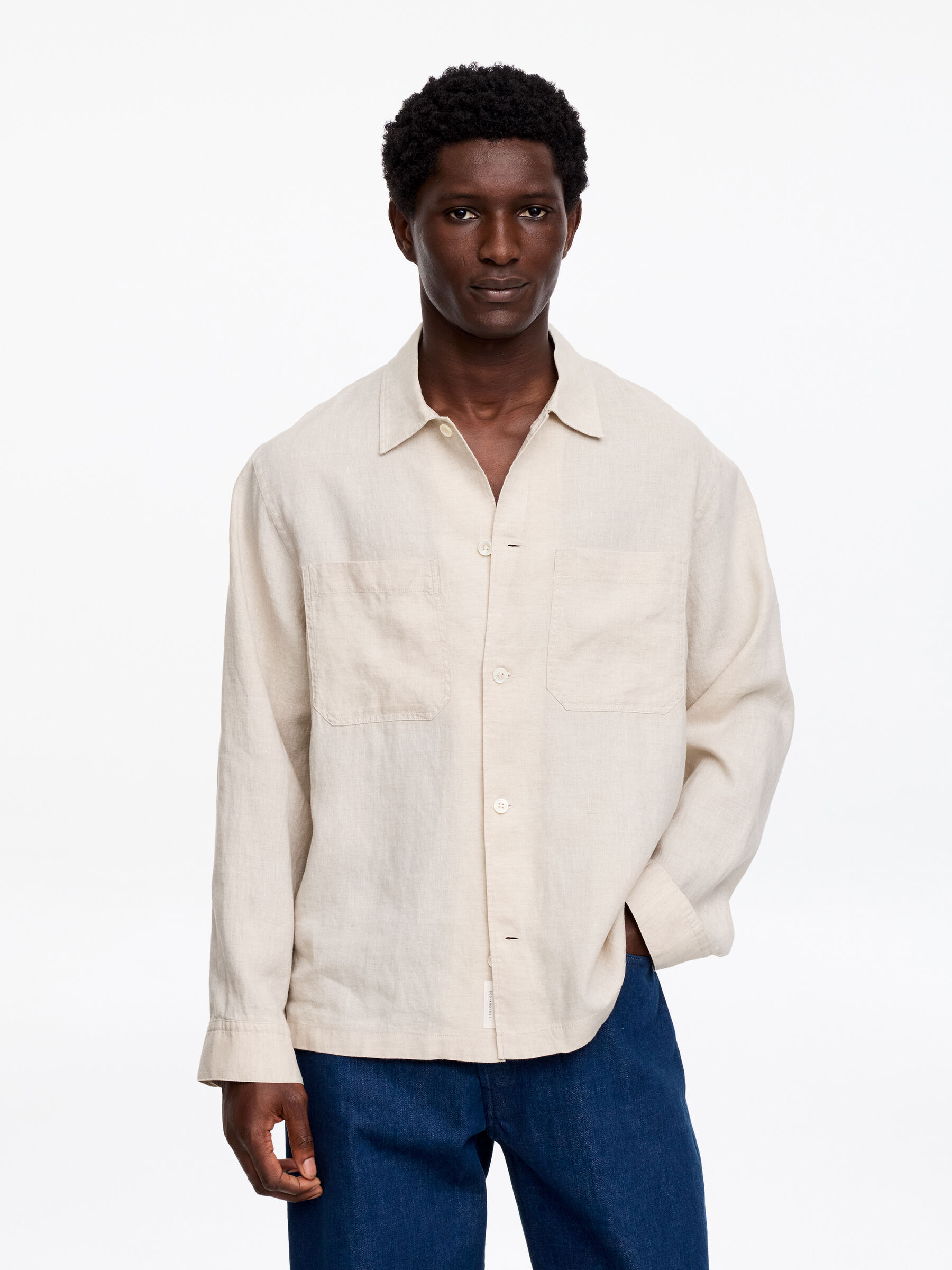 Relaxed Linen Shirt-#EEEDE4-18715
