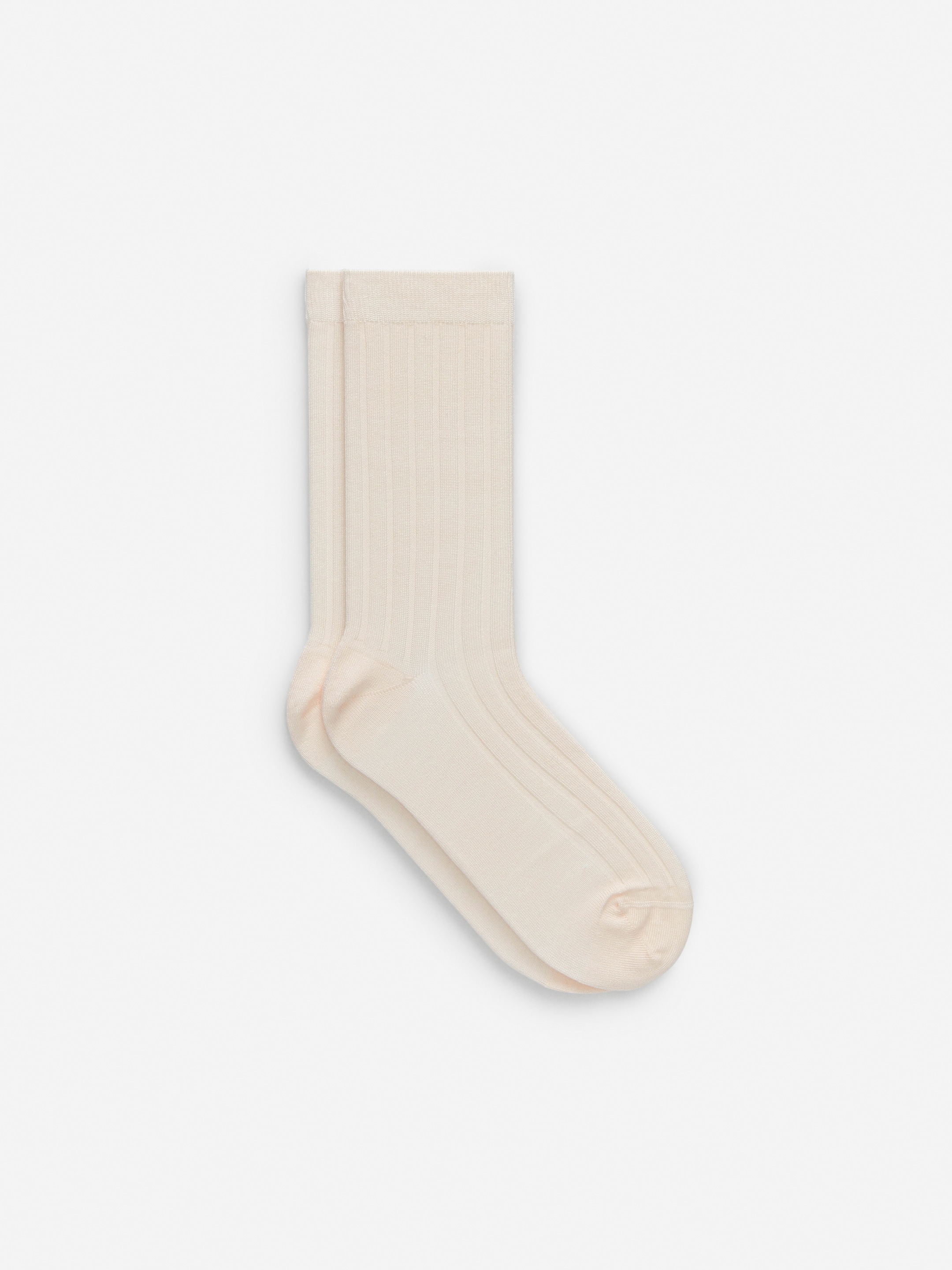 Ribbed Silk-blend Socks-#EEEDE1-19129