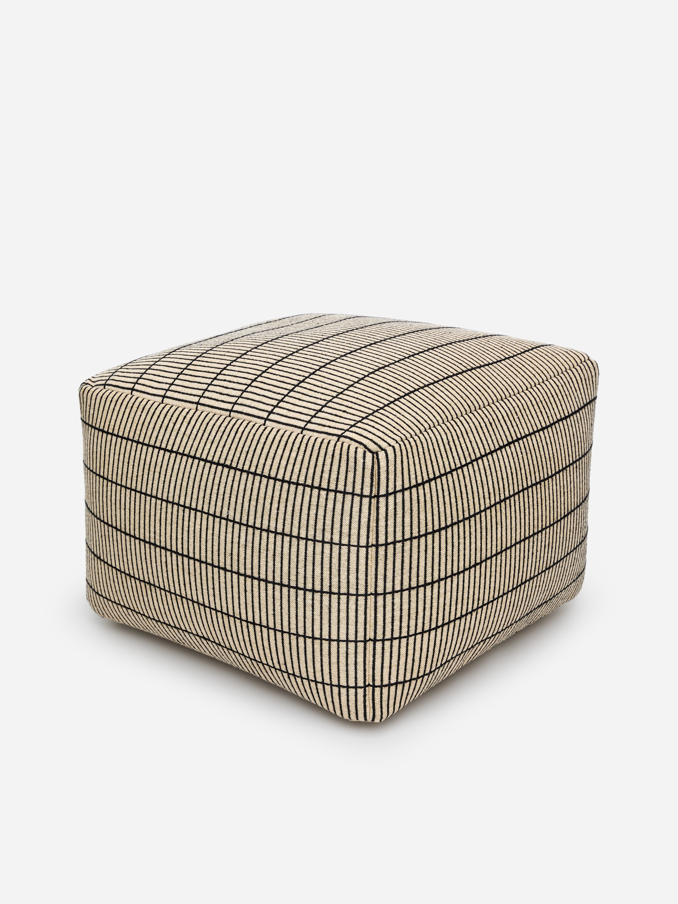 Pouf in cotone e lana - Nero/Beige