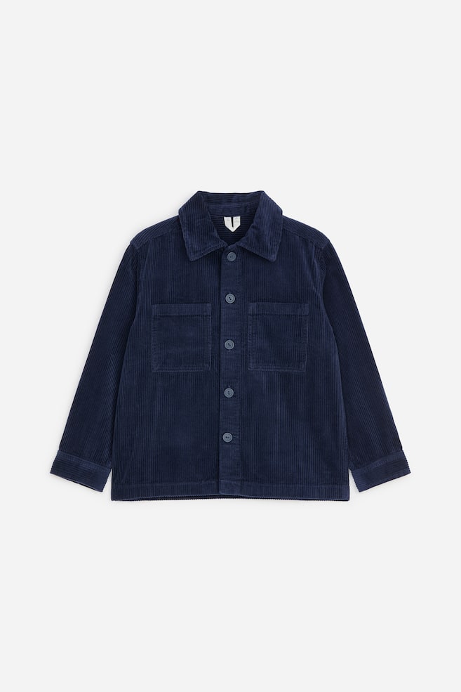 Overshirt in velluto a coste - Blu scuro/Marrone - 1