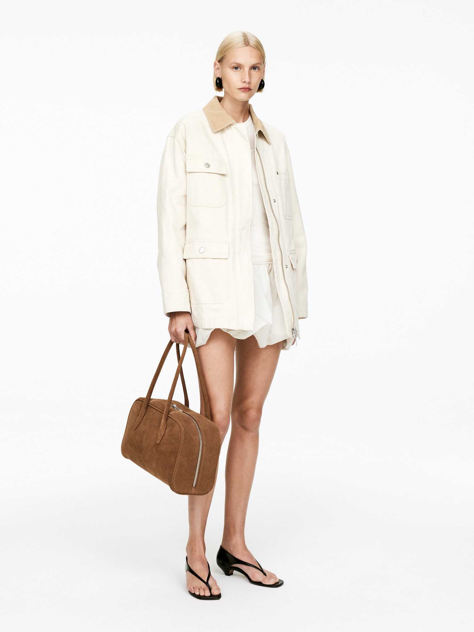 Suede Bowling Bag - Brown