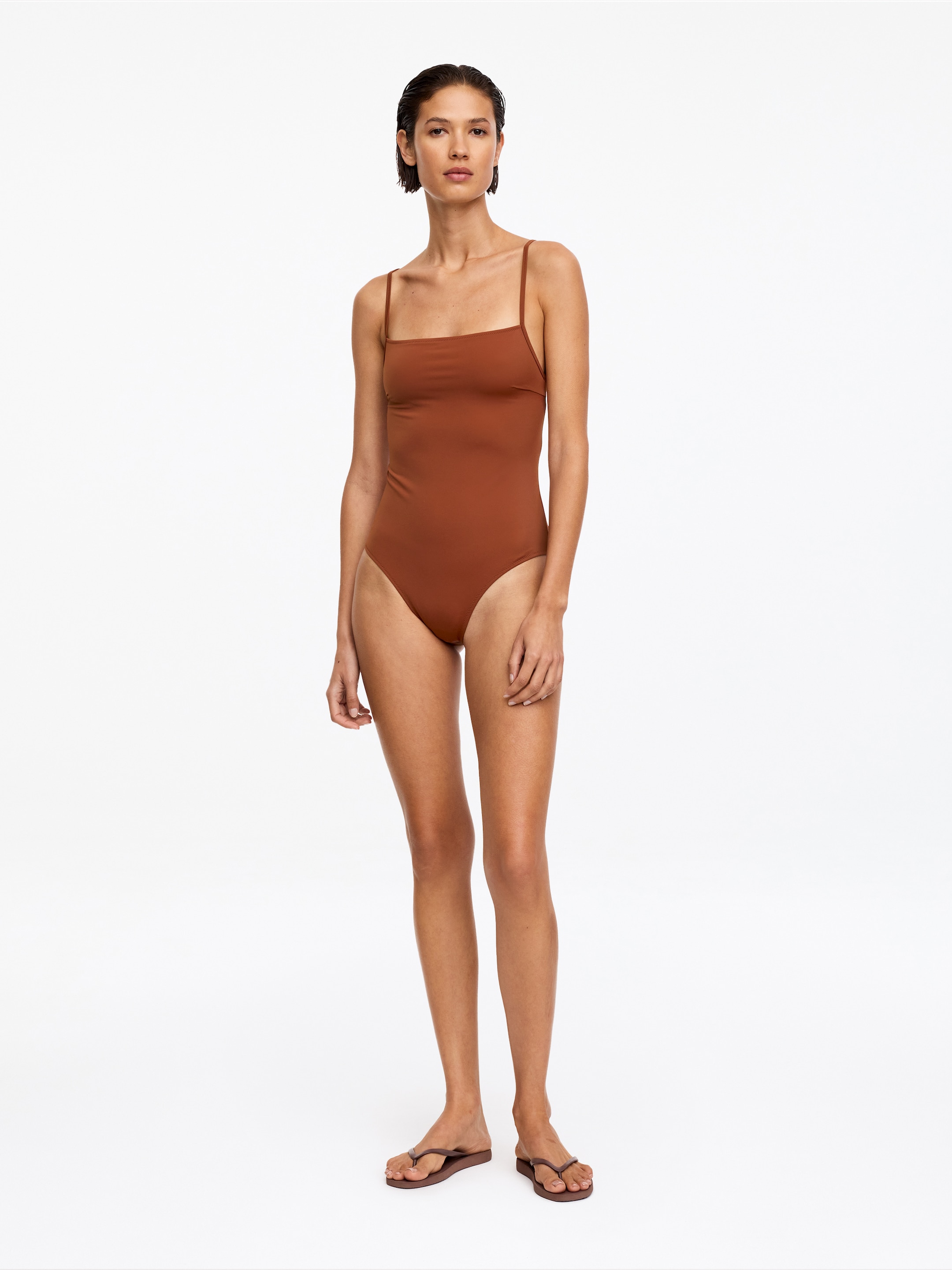 Costume da bagno con scollo squadrato-#994636-18759