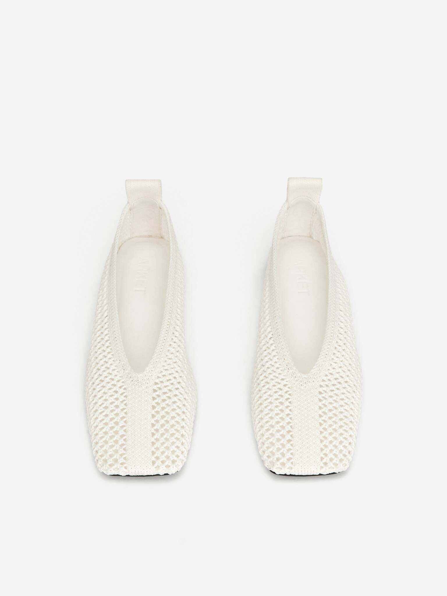 Ballerines en maille - Blanc cassé/Noir/Rouille - 6