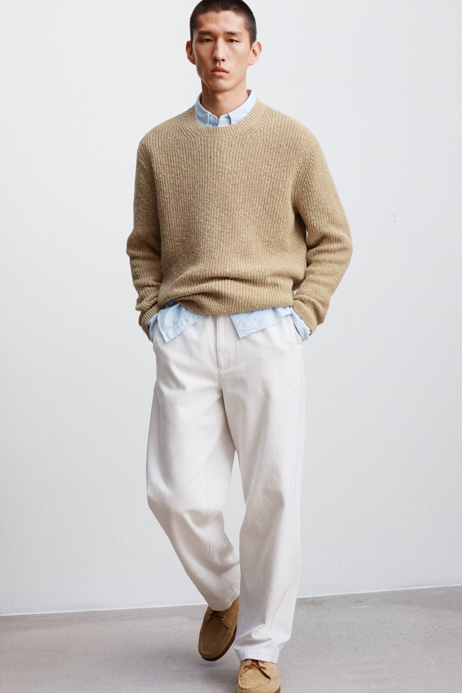 Trui van katoen en linnen - Beige - 3