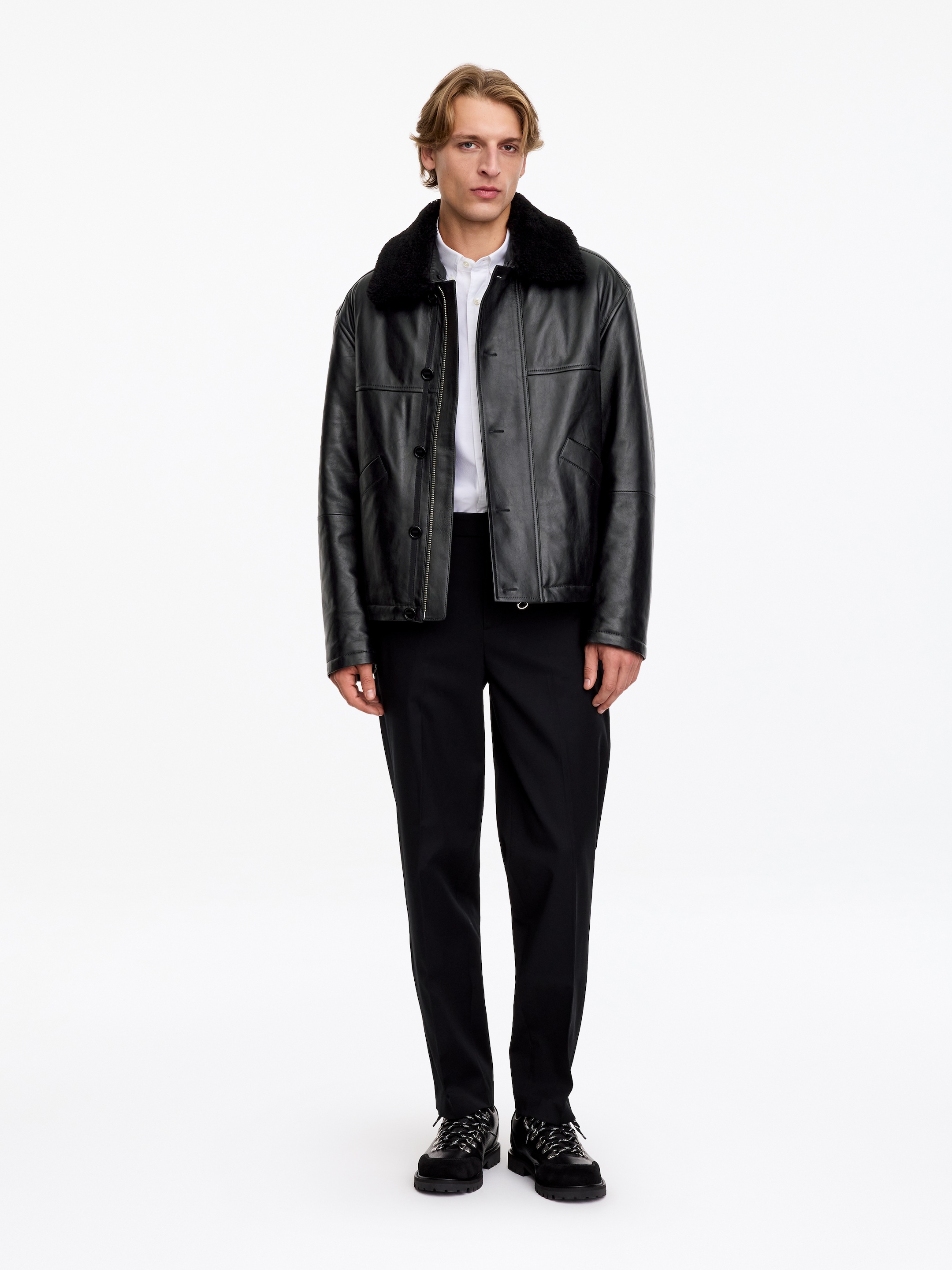 Leather Aviator Jacket - Black - Regular fit - men - StillMedia/Lookbook - 9