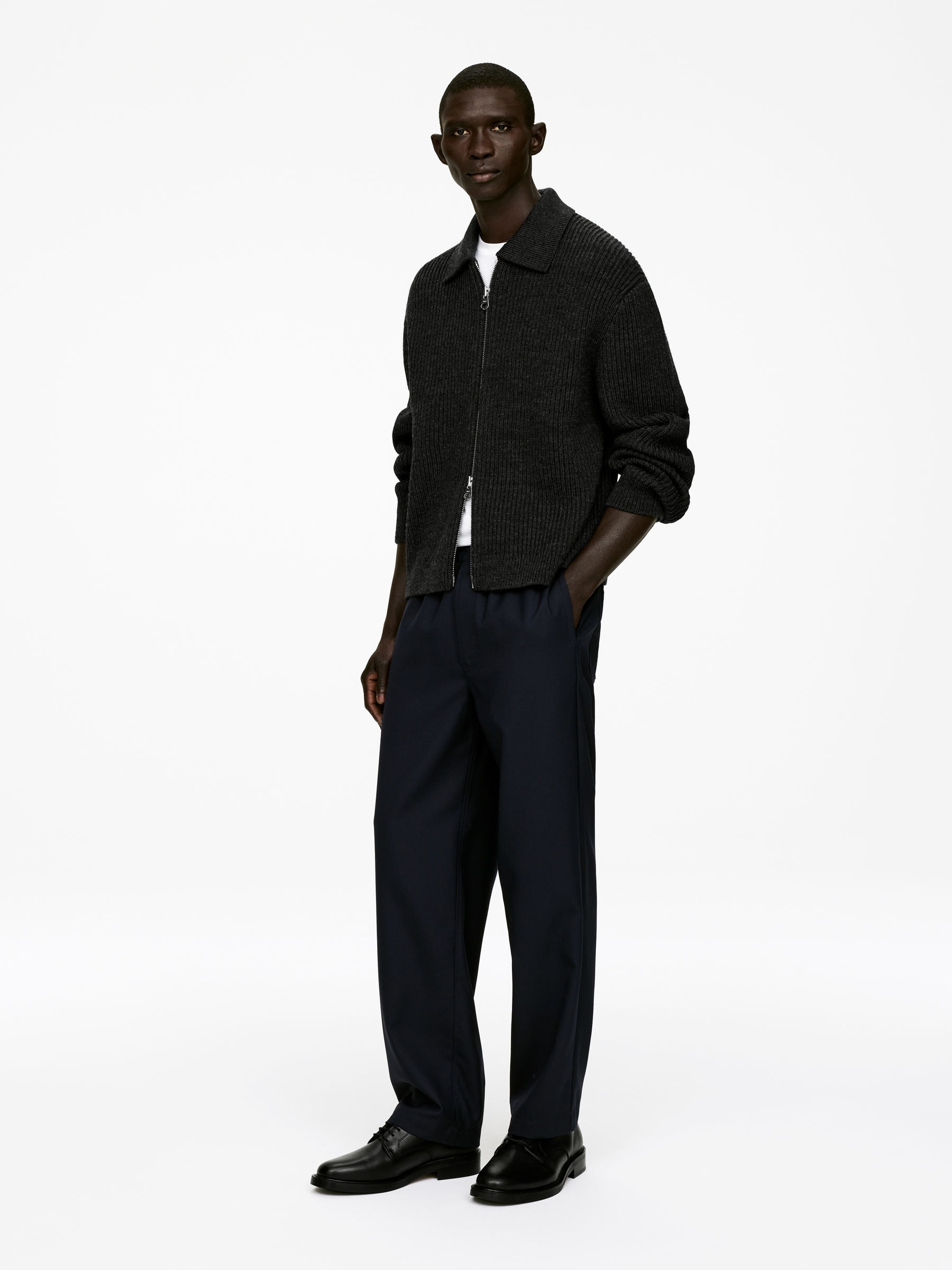 Hopsack Drawstring Trousers - Dark Blue - Relaxed fit - Men - StillMedia/Lookbook - 20