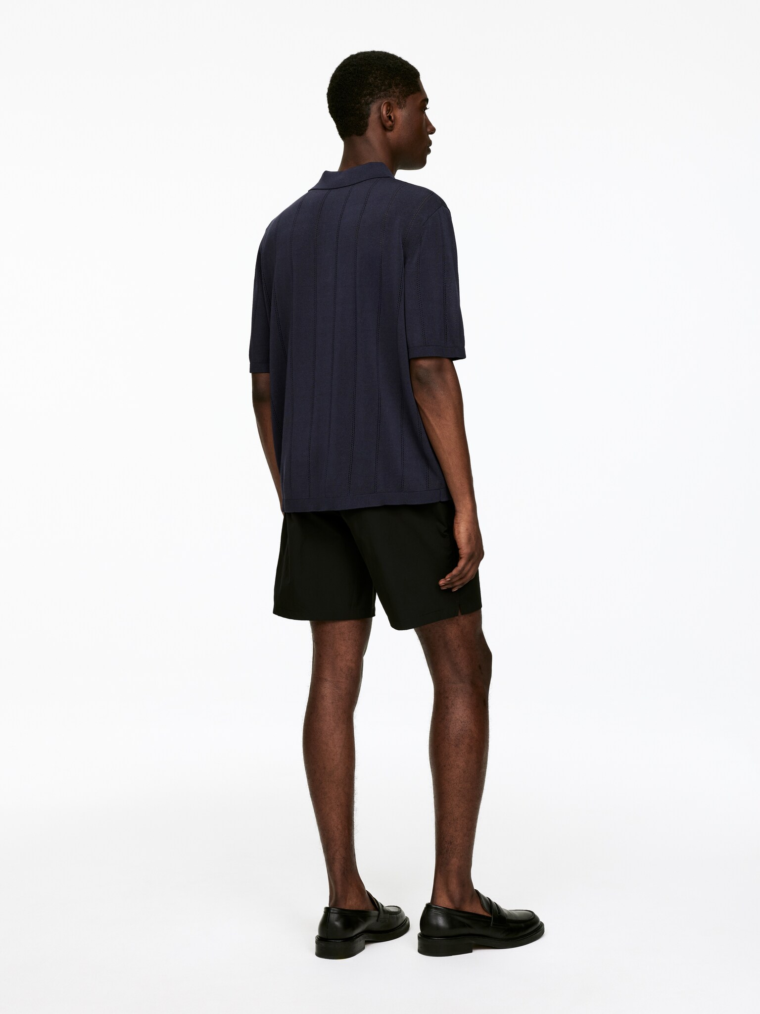 Polo en maille pointelle - Bleu foncé/Beige - 6