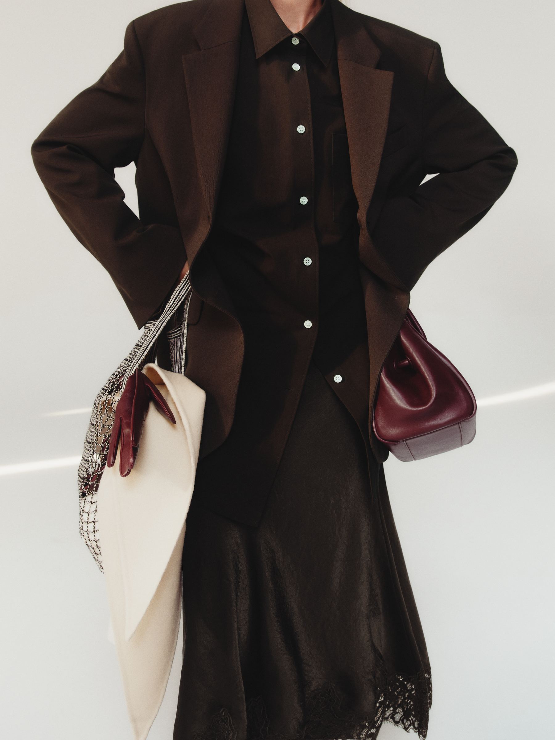 Batwing-Sleeve Shirt - Brown - Oversized - Women - StillMedia/Environmental - 1