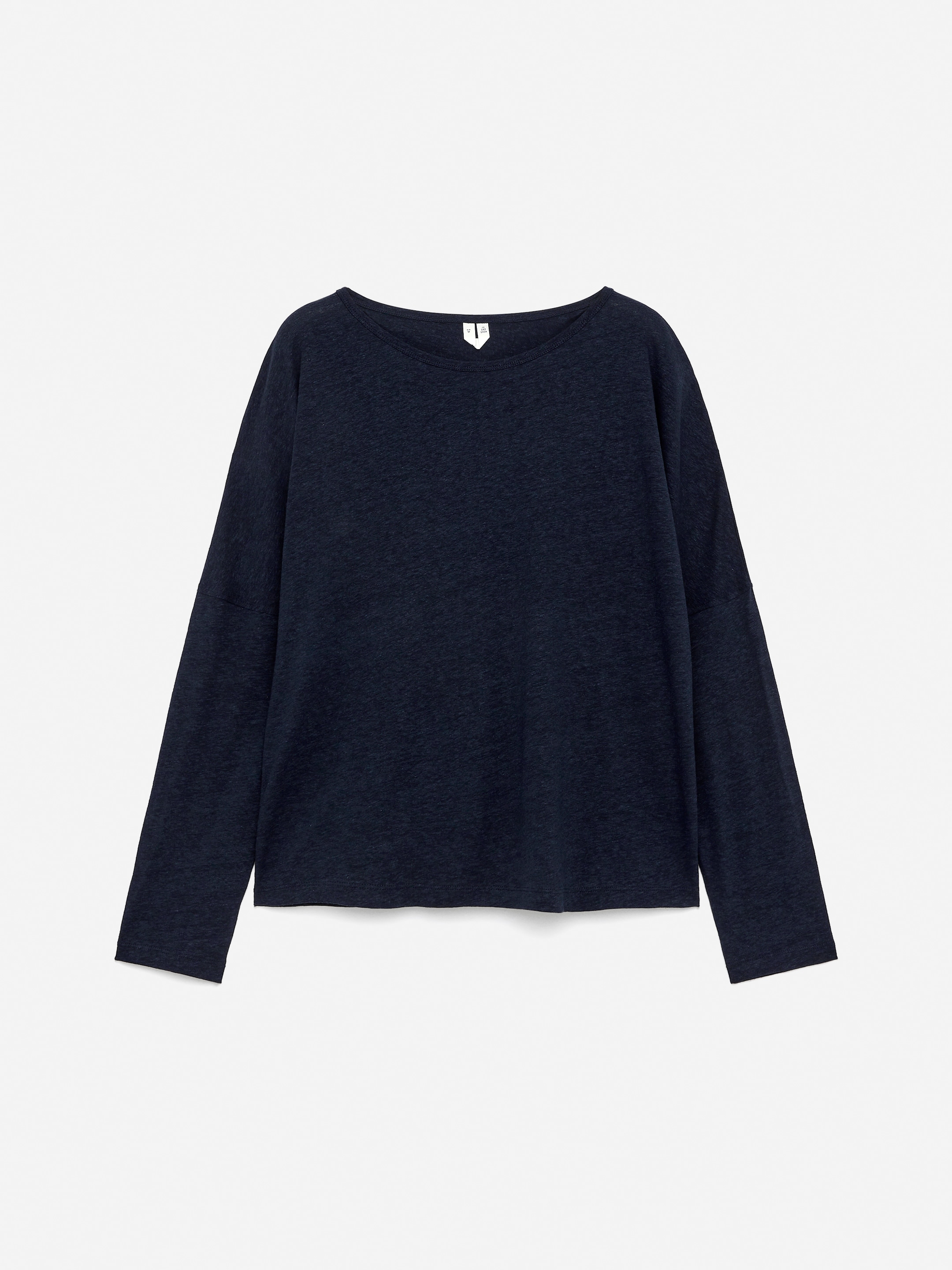 Top in lino e viscosa dalla vestibilità ampia-Blue-15394