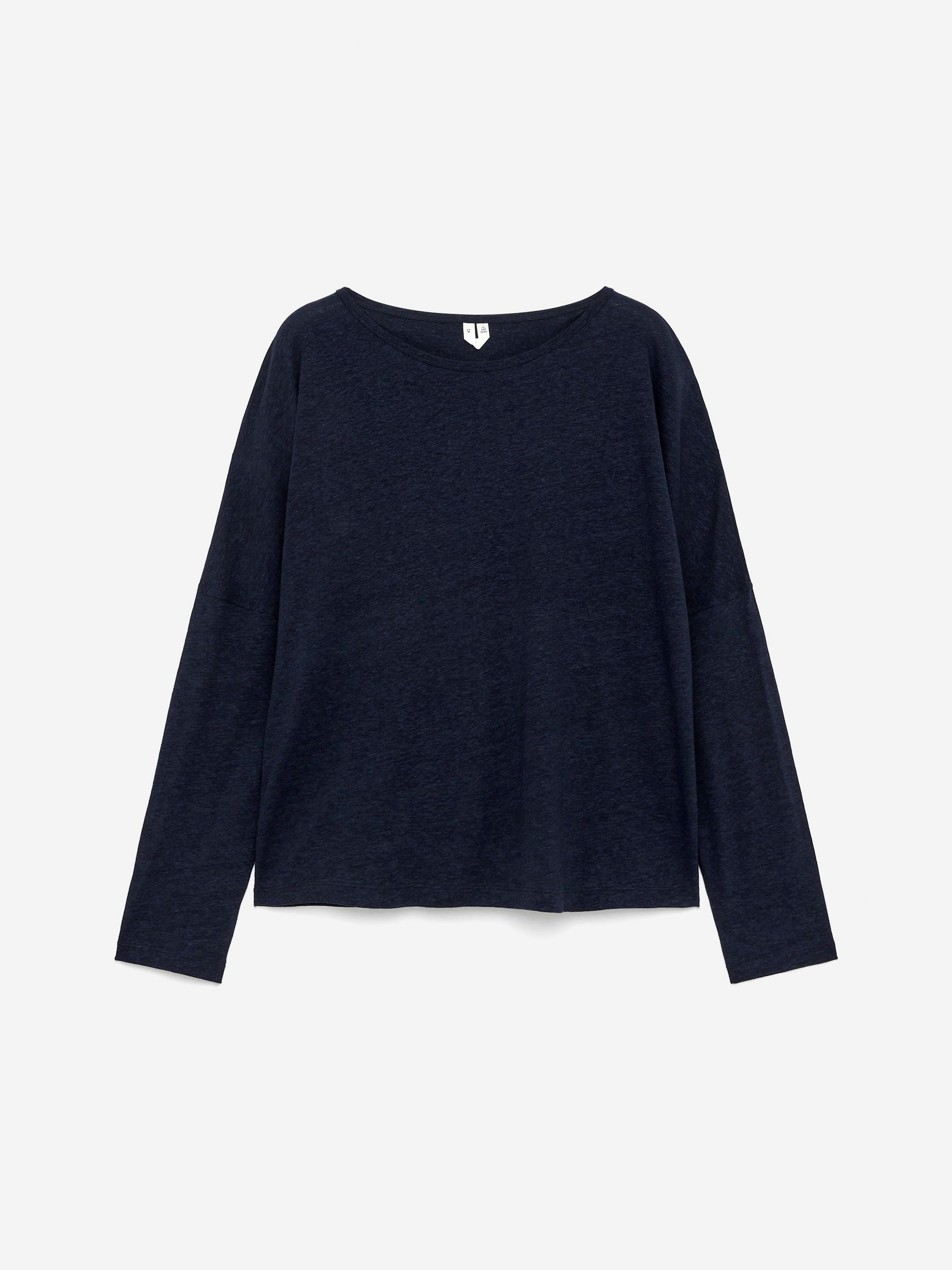 Loose-Fit Linen Viscose Top-Blue-15394
