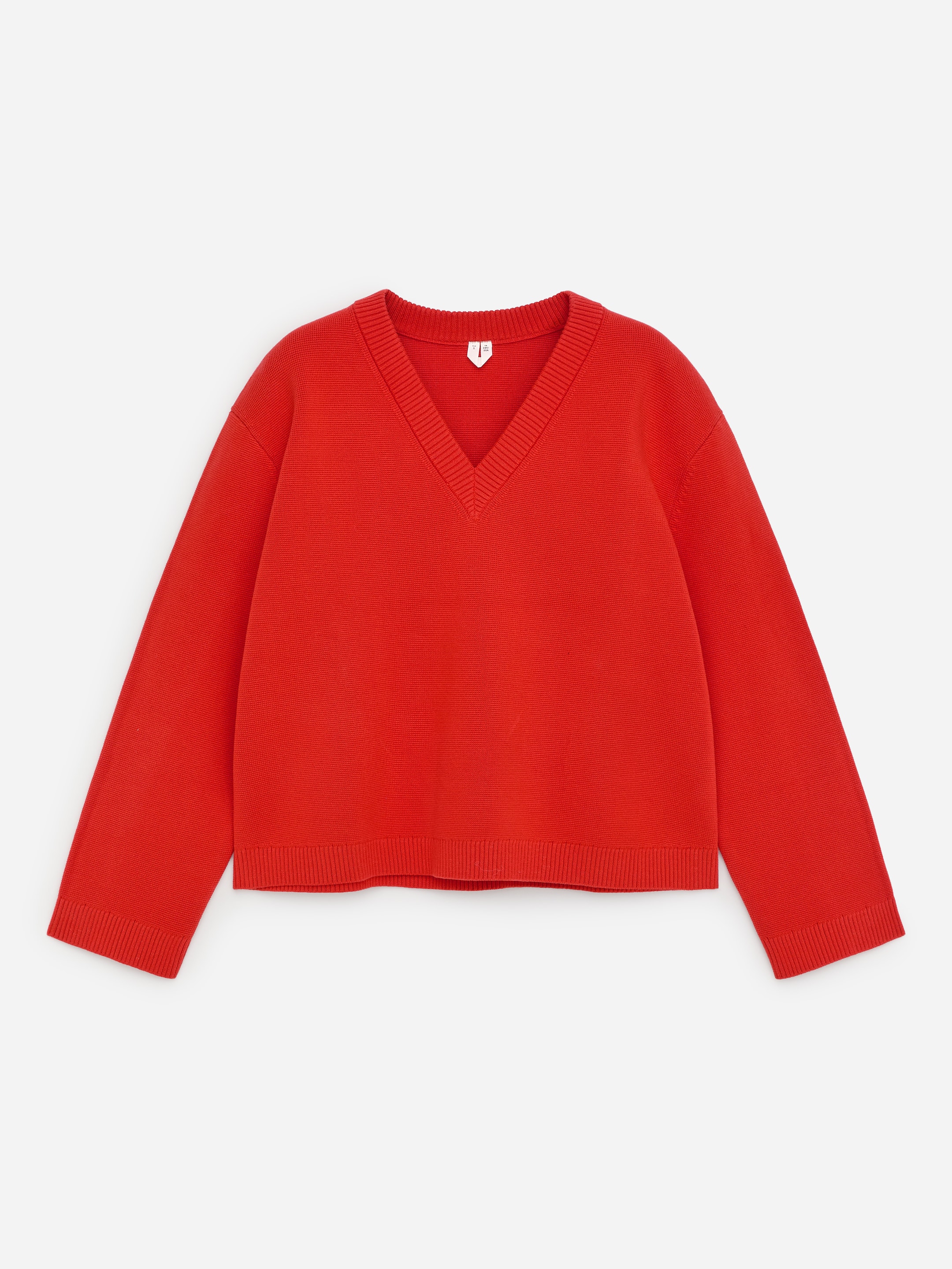 V-Neck Cotton Jumper-#B32B34-18553