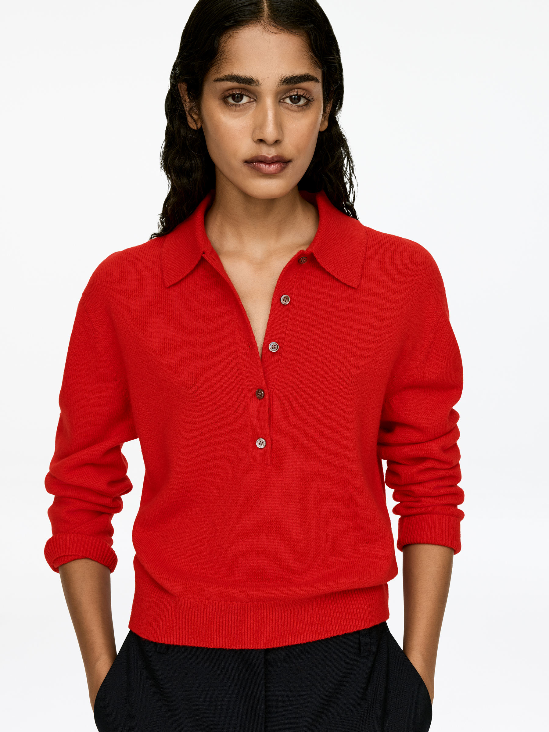 Polopullover aus Wolle - Rot - Loose Fit - Damen - StillMedia/Lookbook - 5