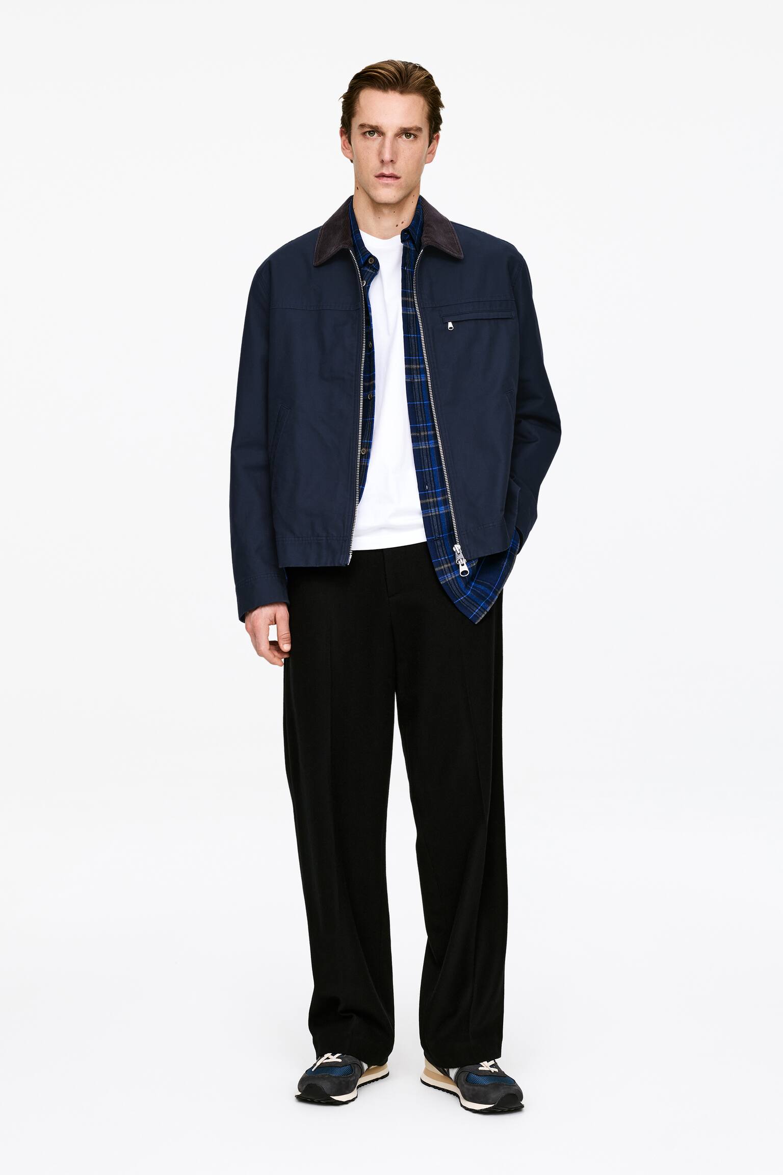 Veste en toile de coton - Bleu foncé/Noir - 1