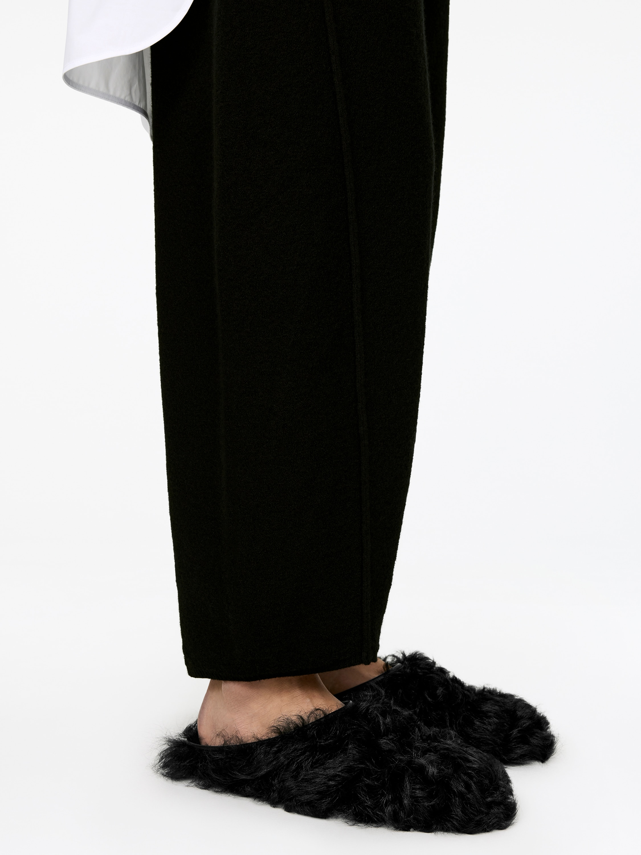 Shearling mulesandaler - Svart