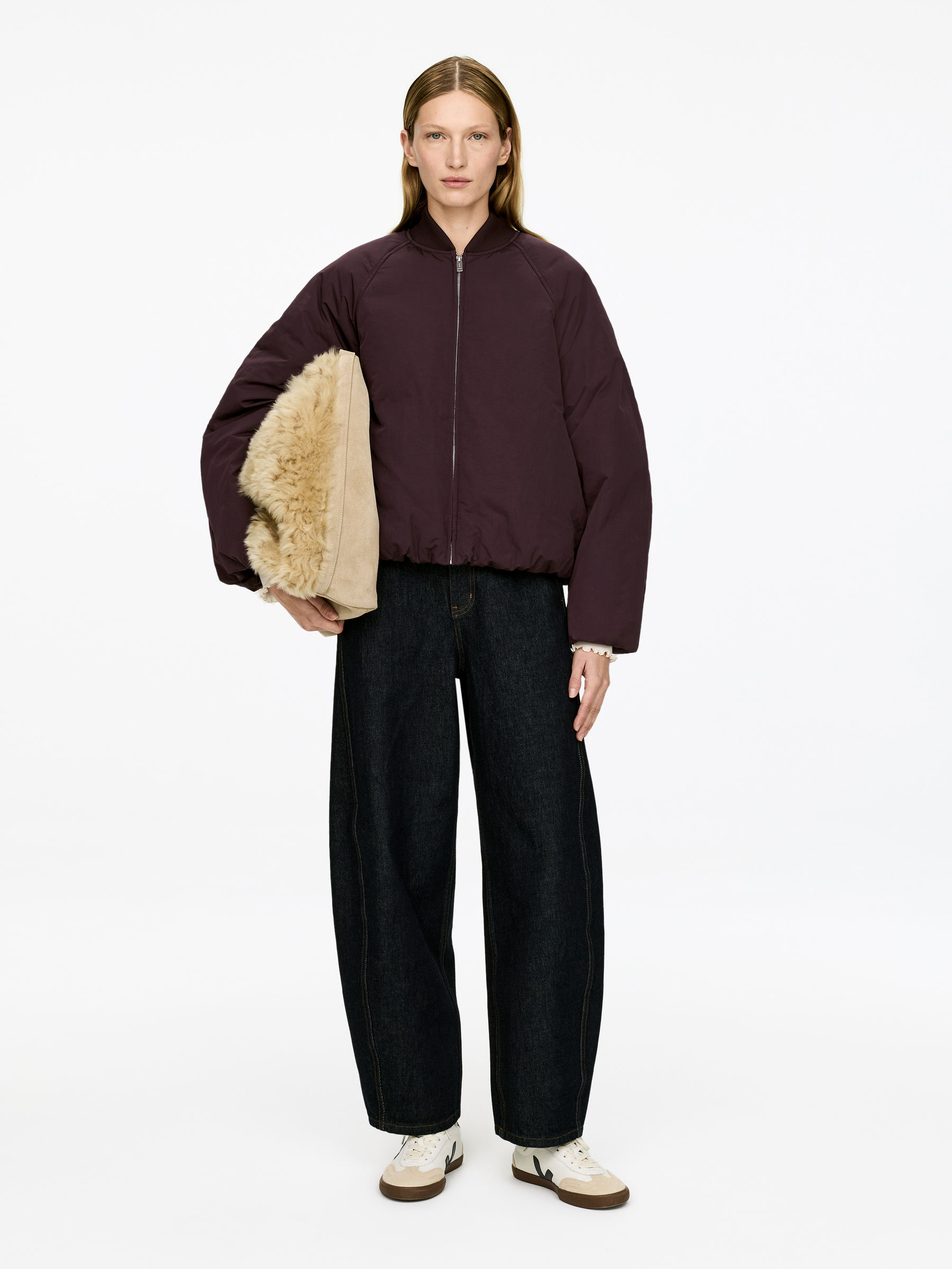 Upcycled Down Cropped Jacket-#330F1A-16955