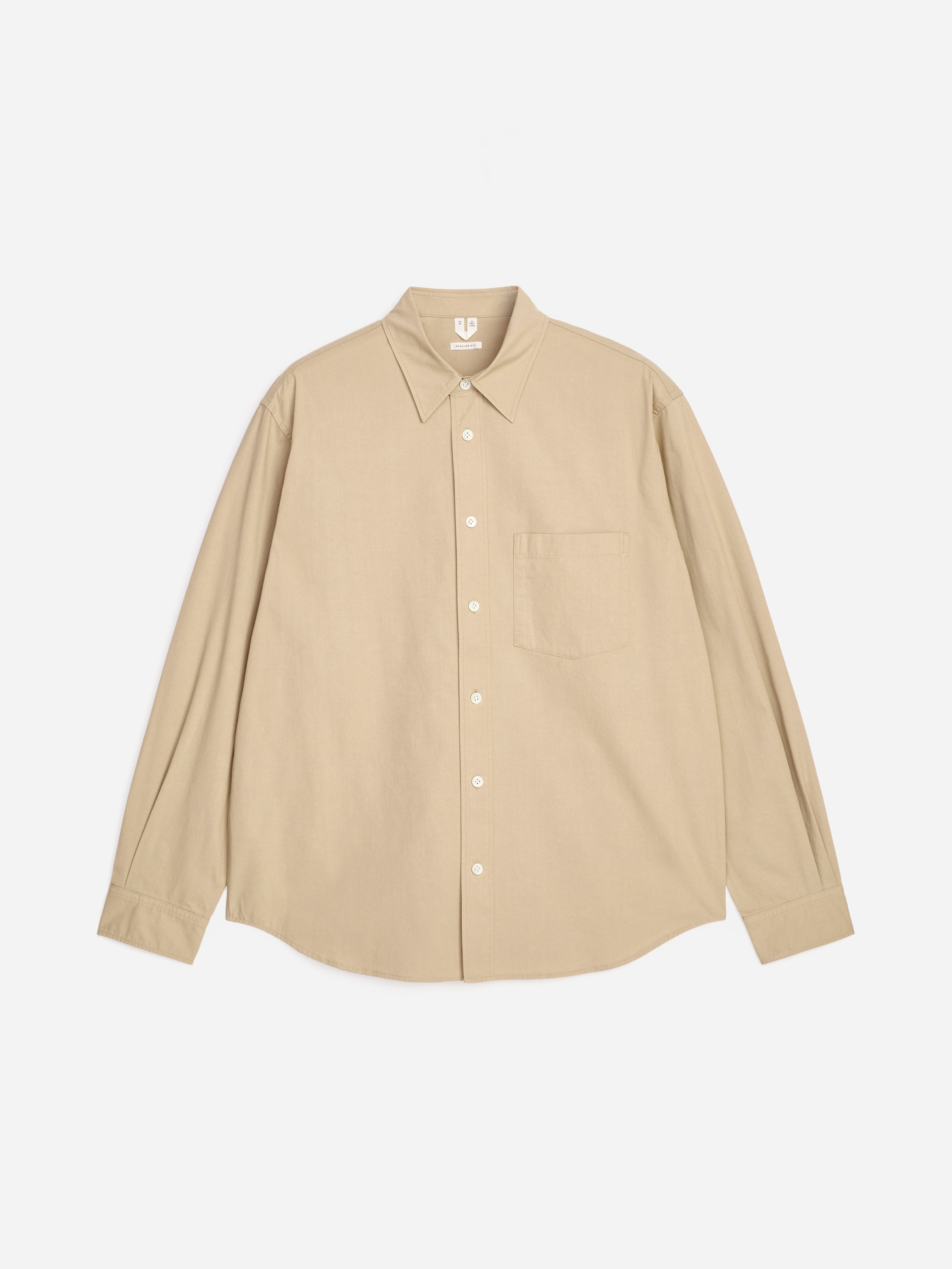 Lockeres Hemd aus Baumwolltwill - Beige/Dunkelblau