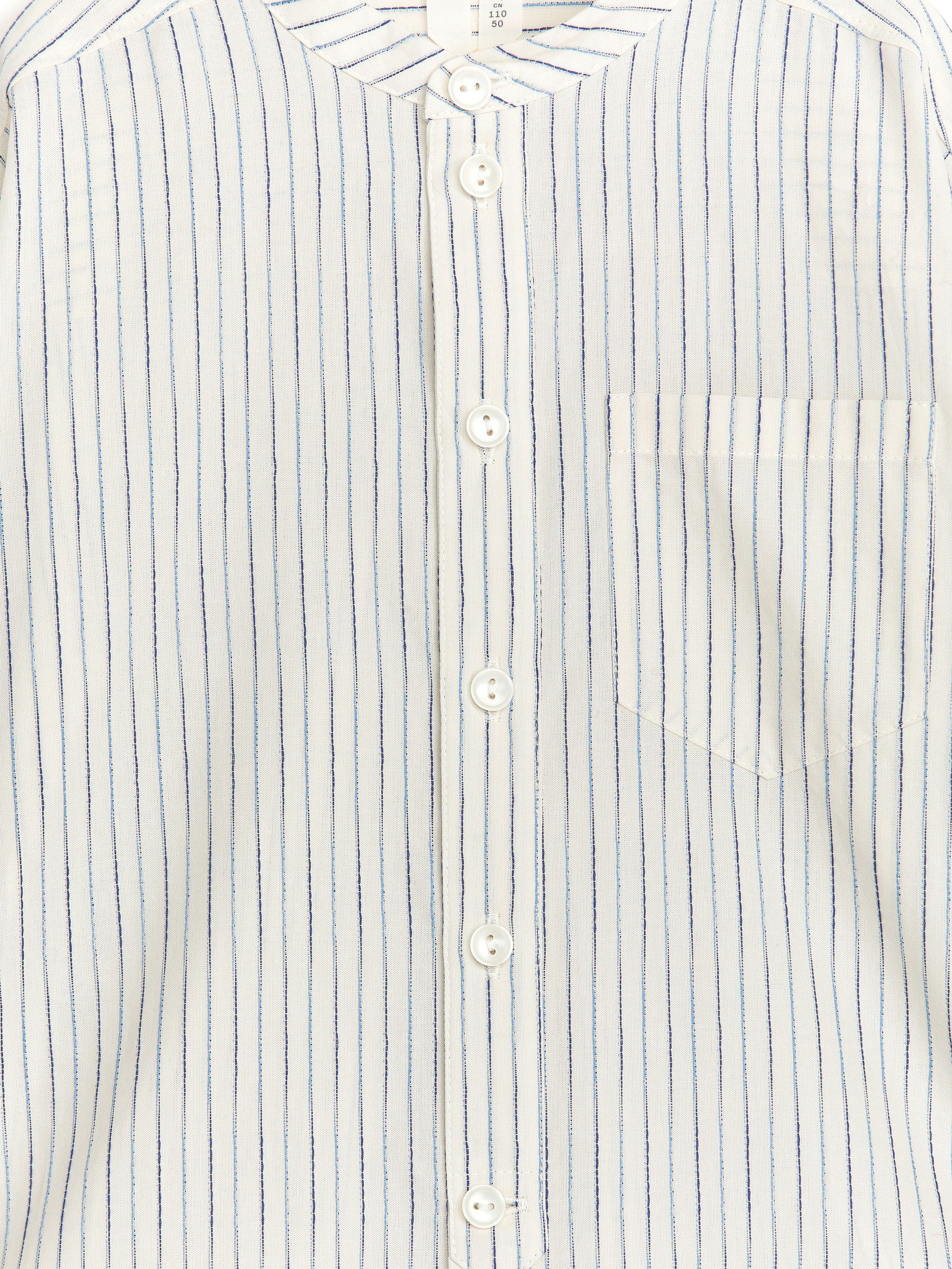 Collarless Cotton Shirt - White/Blue - Regular fit - Children - StillMedia/DescriptiveDetail - 3